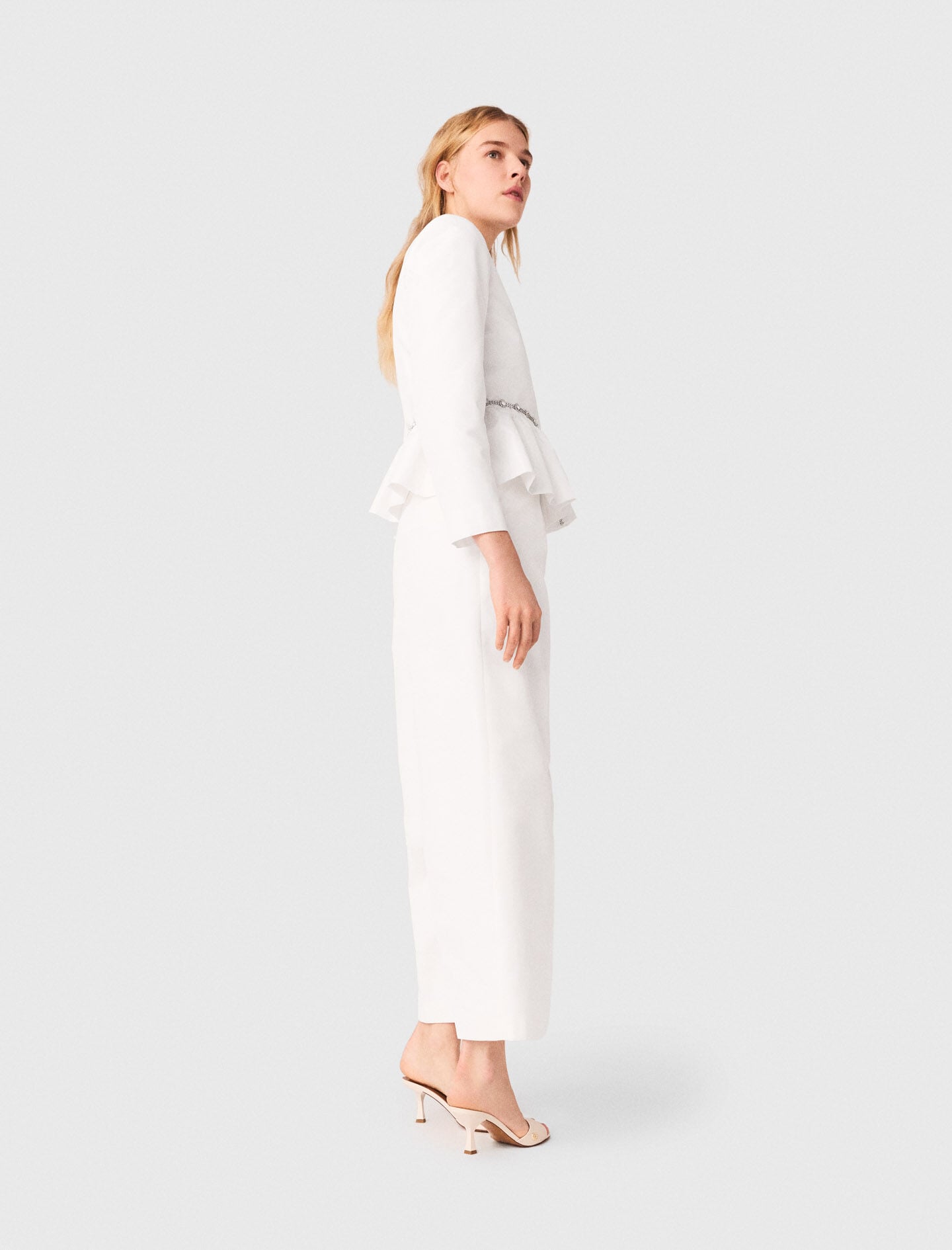 Maje Cropped jacket with jewelled belt