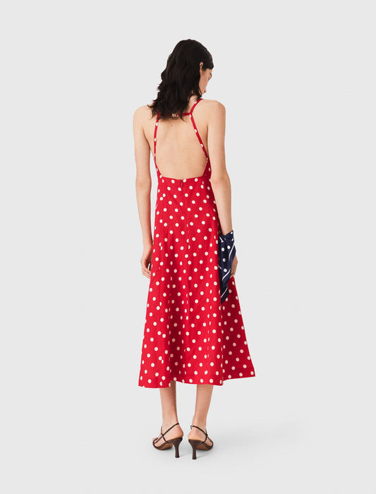 Maje Backless linen-blend maxi dress