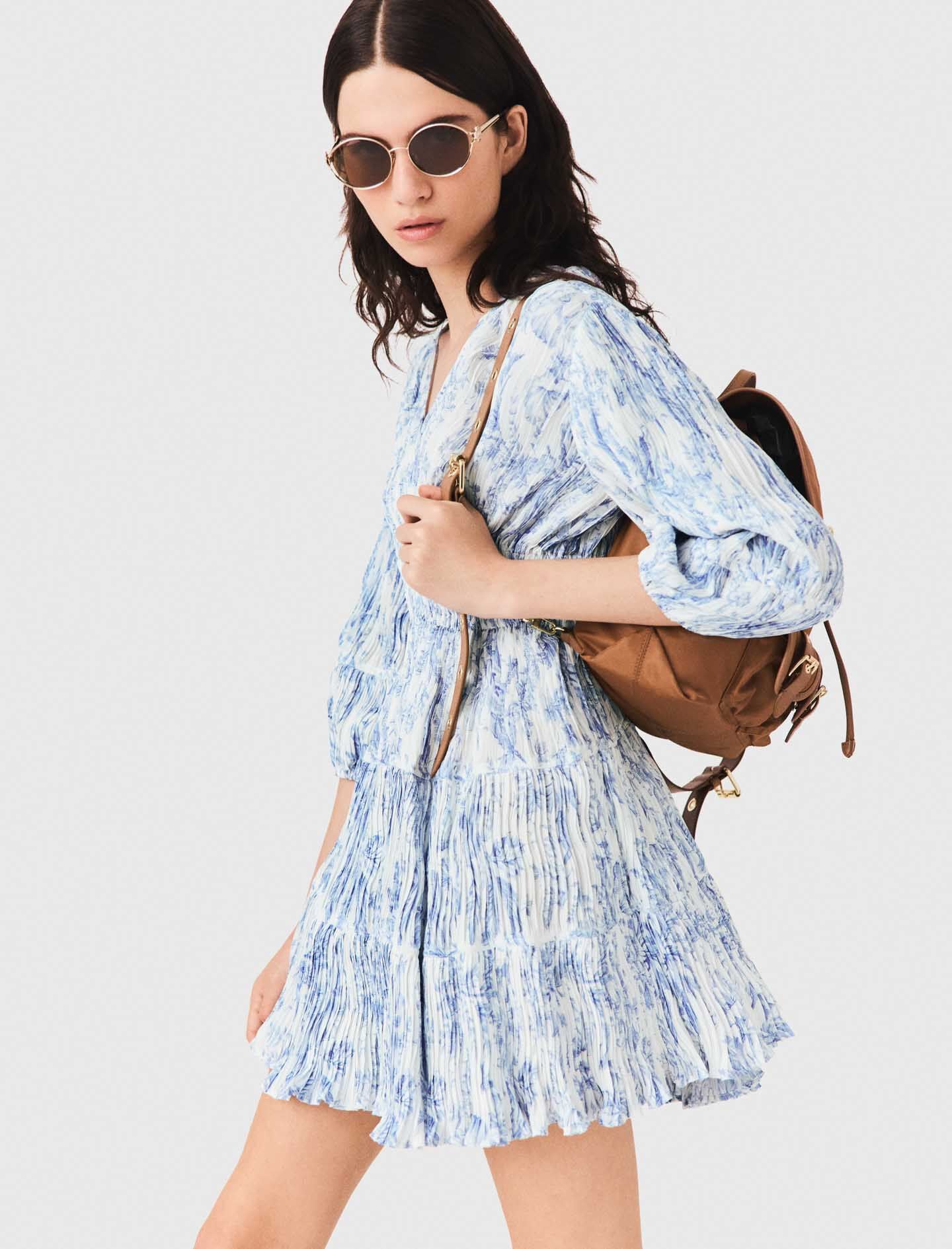 Maje Patterned pleated dress