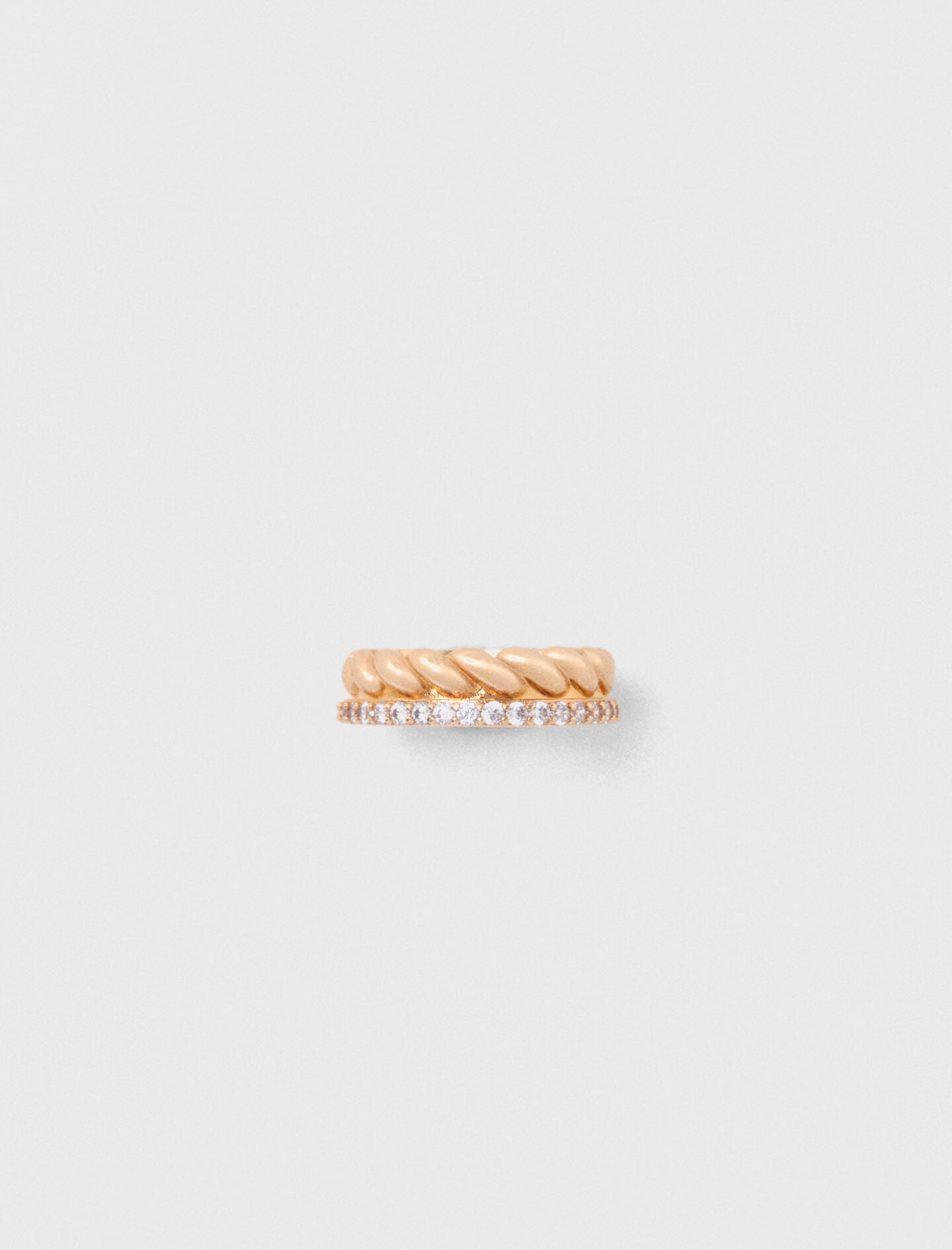 Maje Twisted gold rhinestone ring