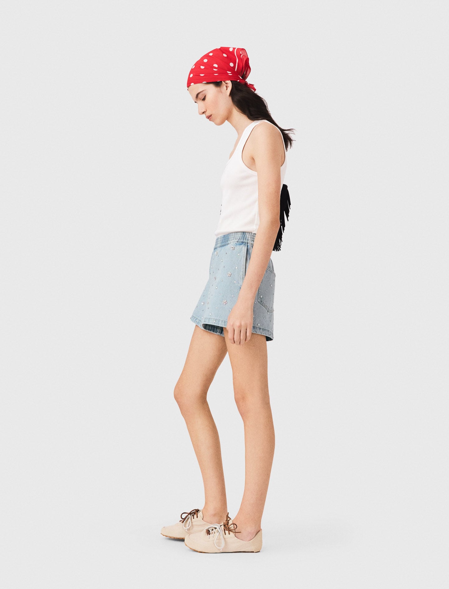 Maje Floral denim shorts