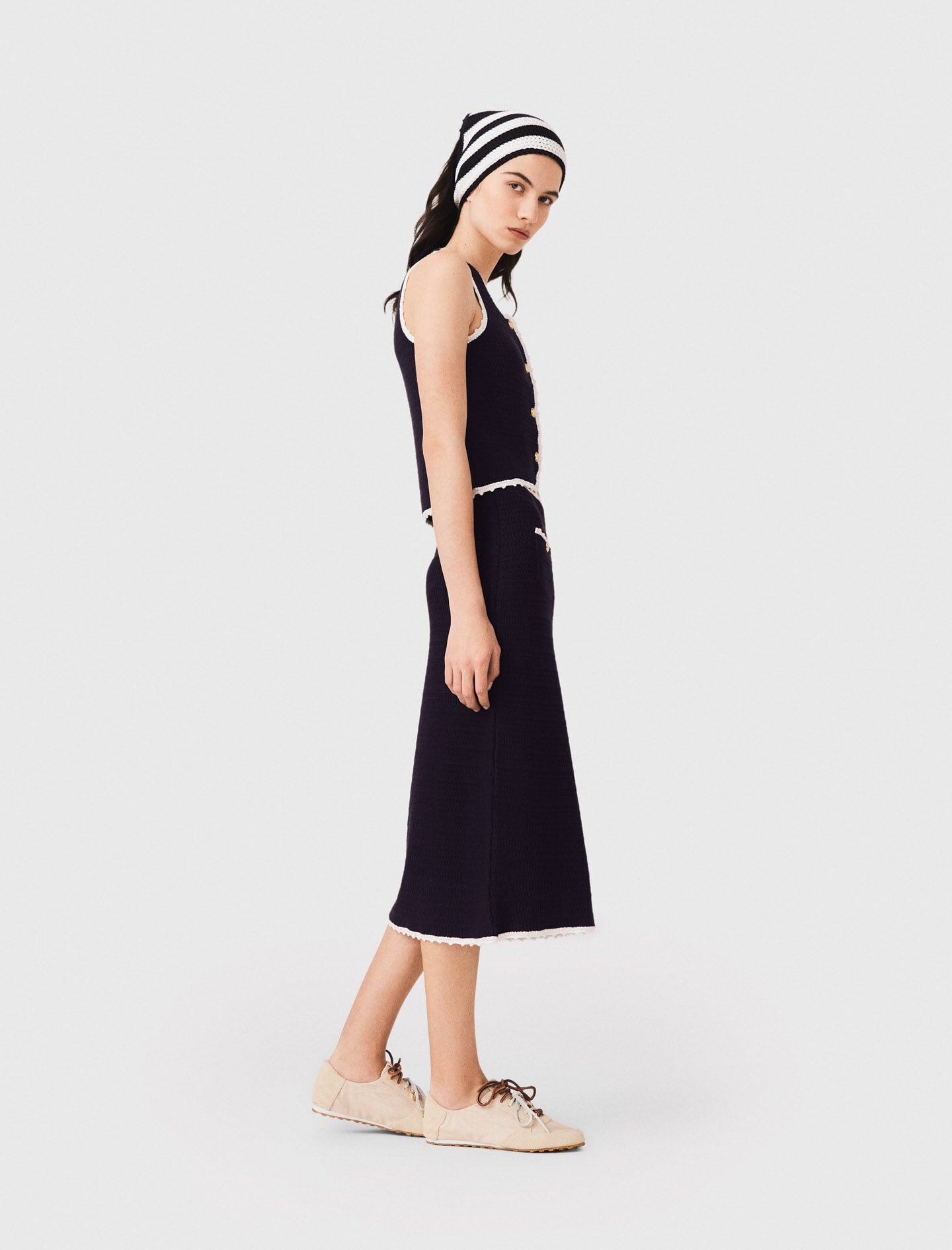 Maje Midi skirt with crochet trim