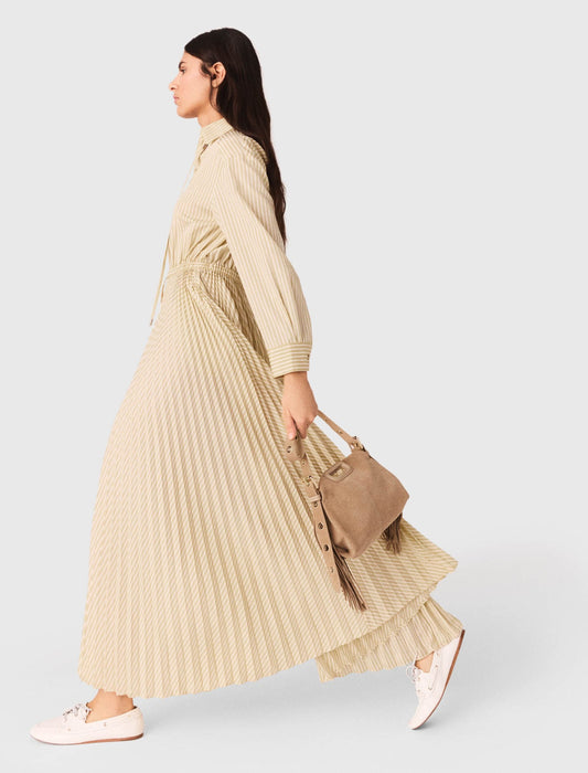 Maje Eyelet pleated maxi dress