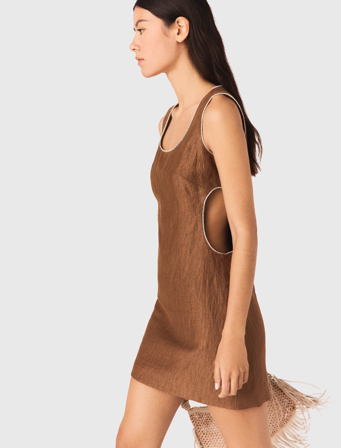 Maje Short linen-blend dress