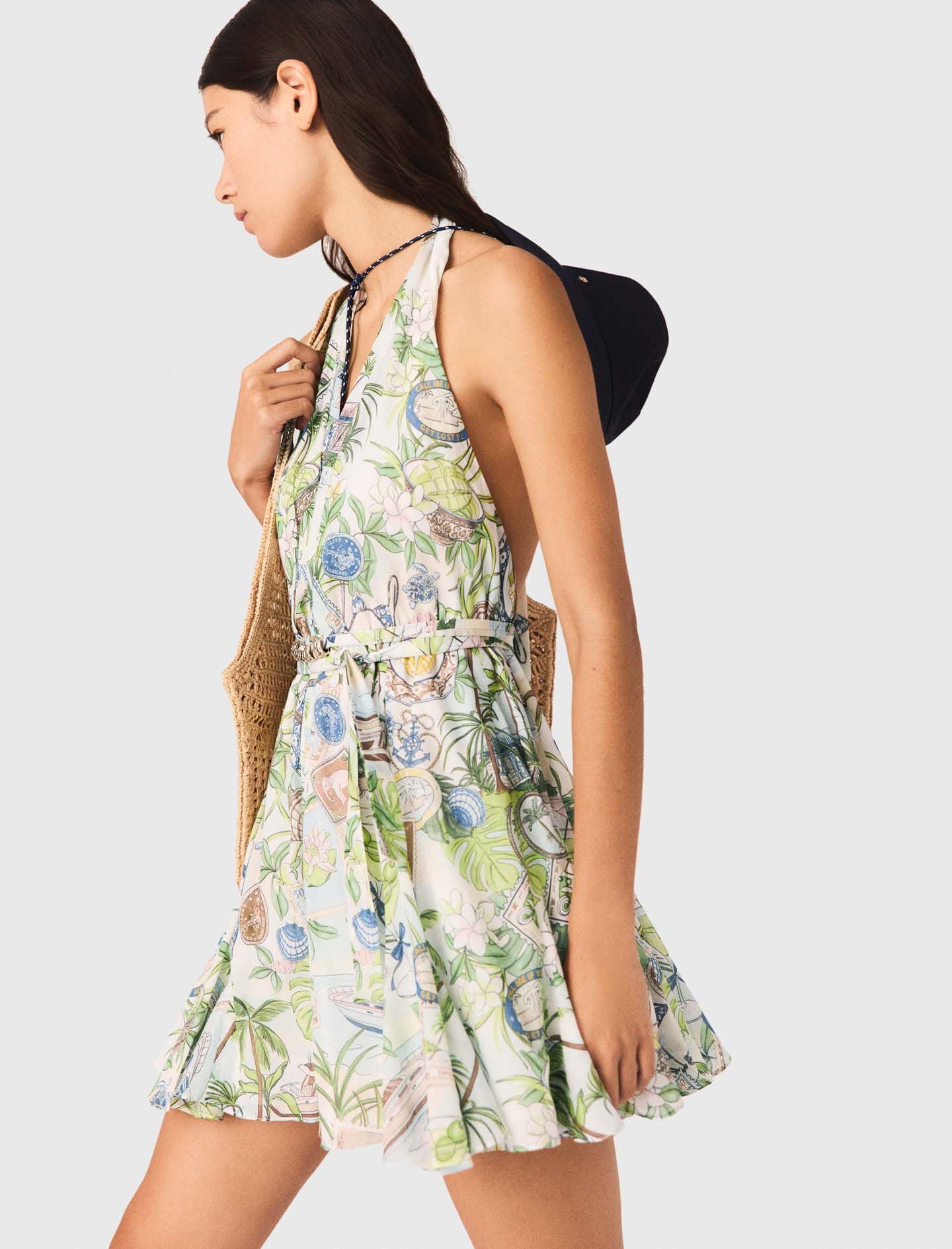 Maje Short Patterned Backless Dress