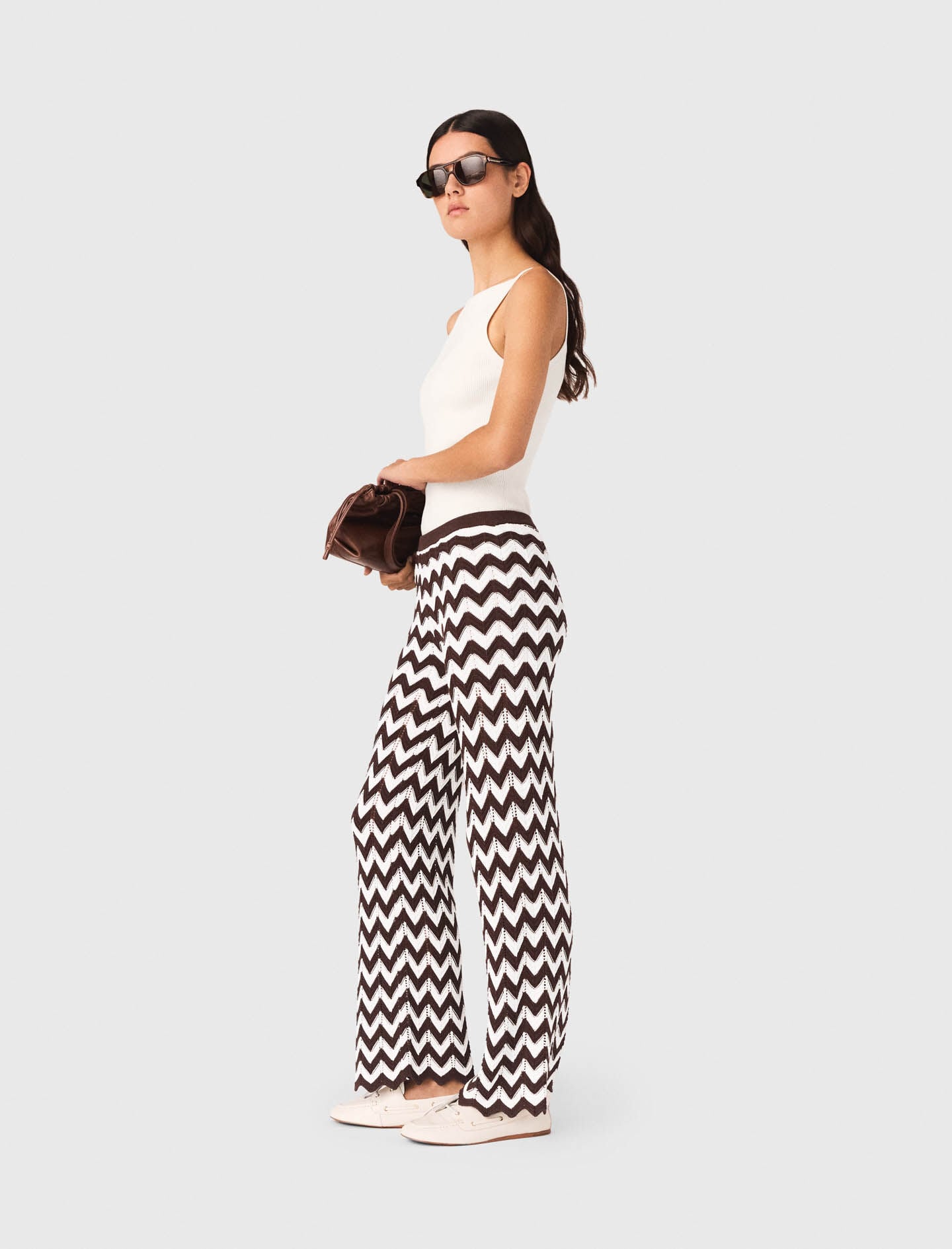 Maje Zigzag crochet trousers