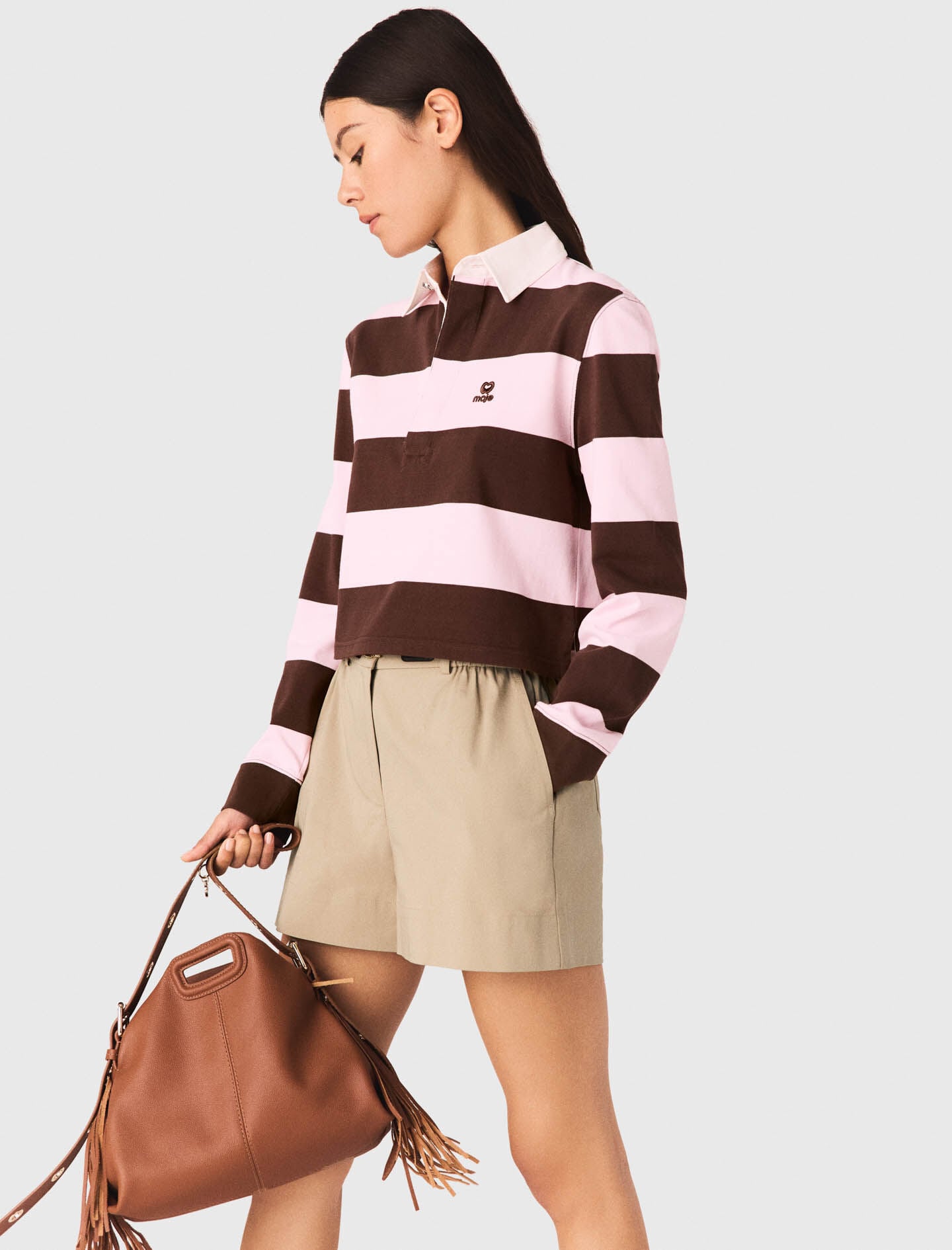 Maje Striped polo sweatshirt