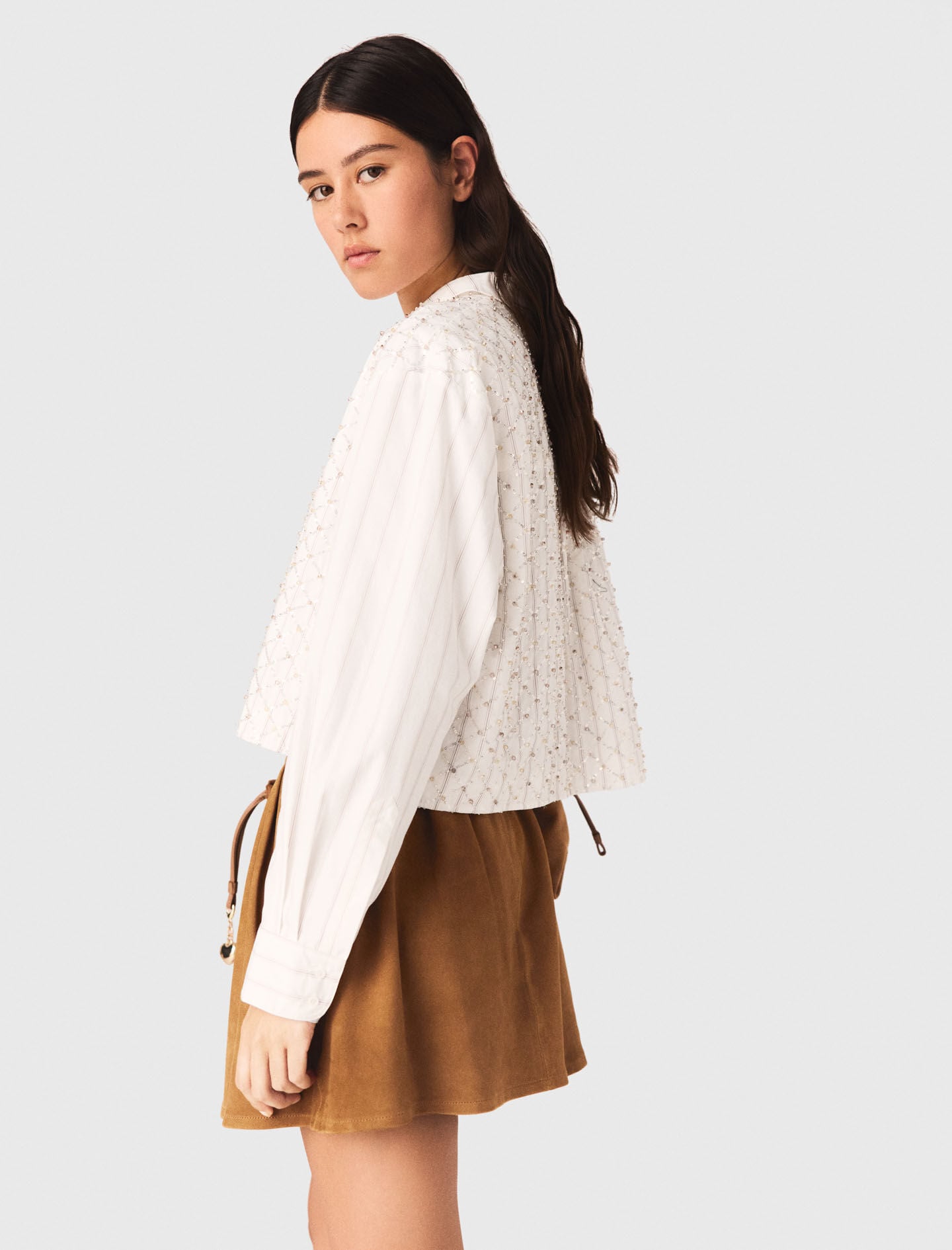 Maje Beaded cropped shirt