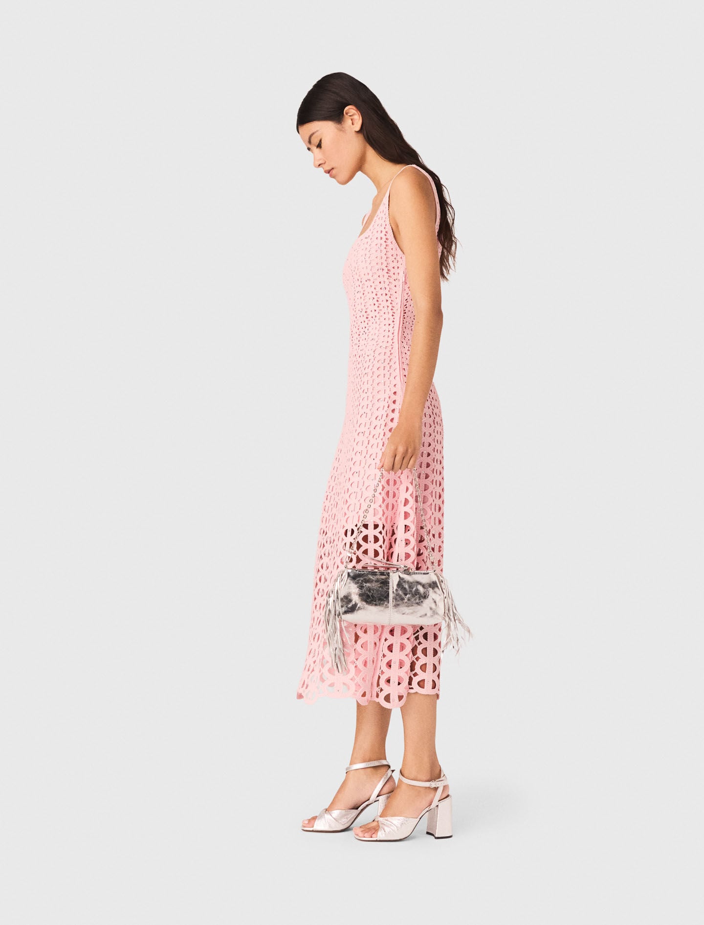 Maje Rhinestone crochet midi dress