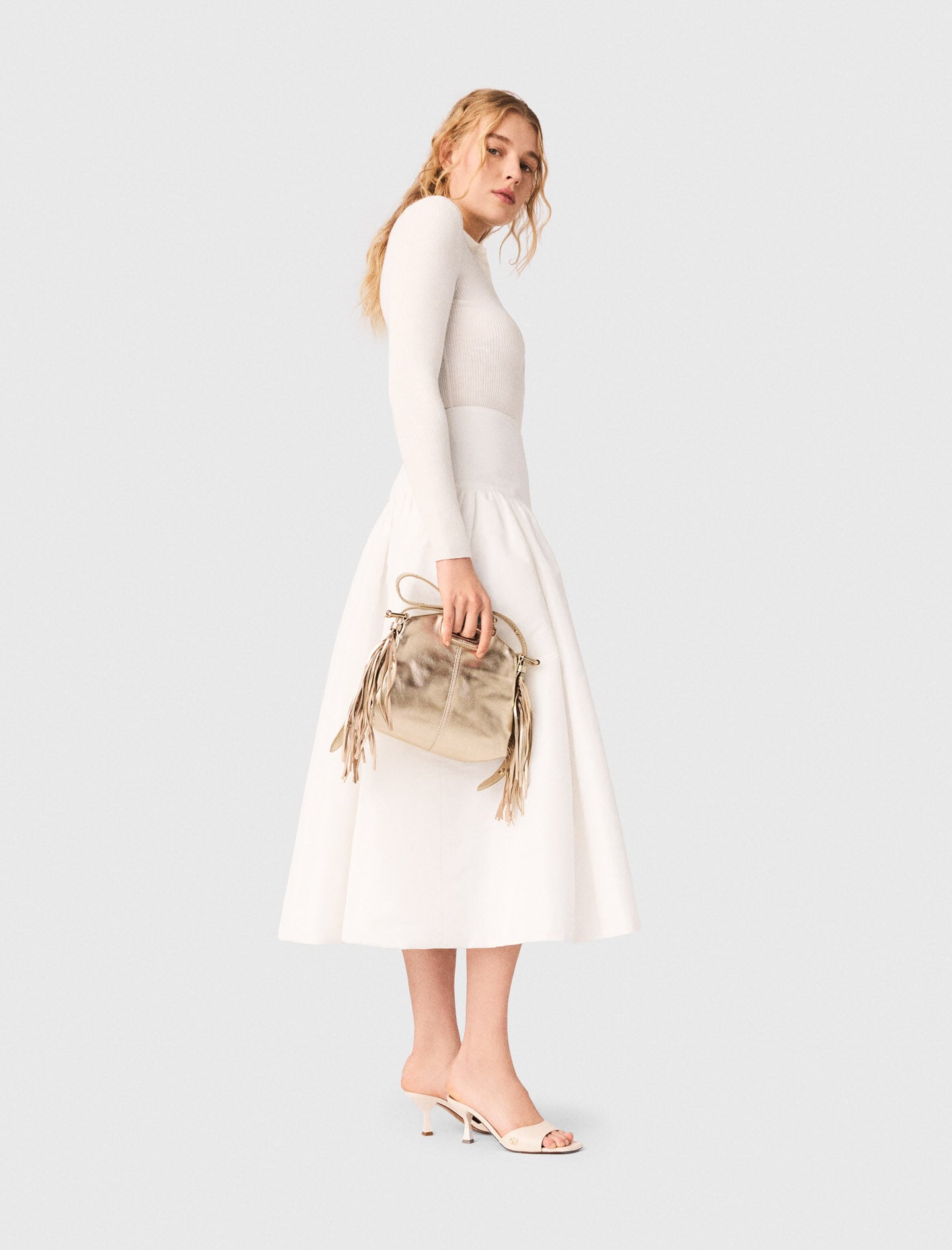 Maje Long taffeta skirt