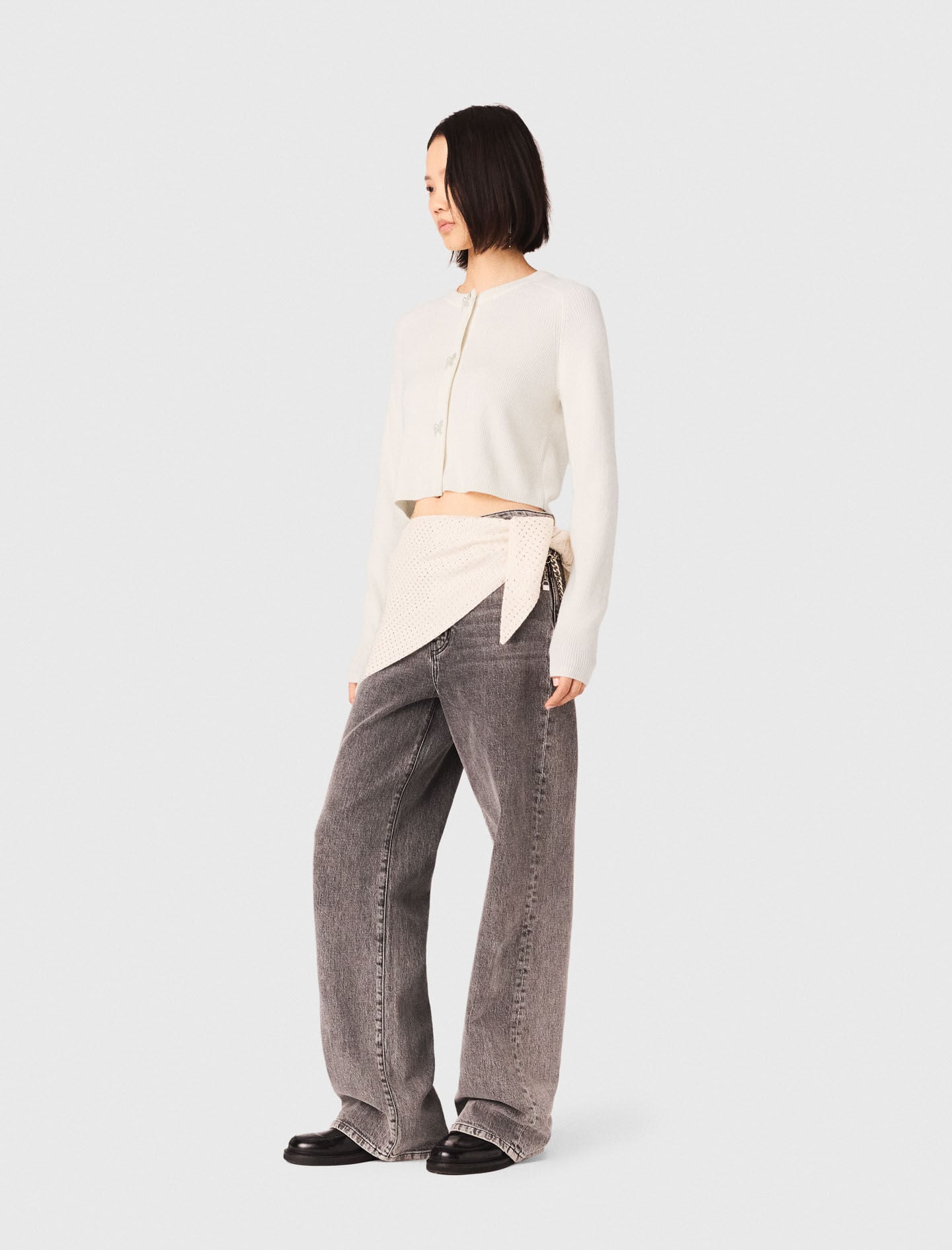 Maje Bow jewellery button cardigan