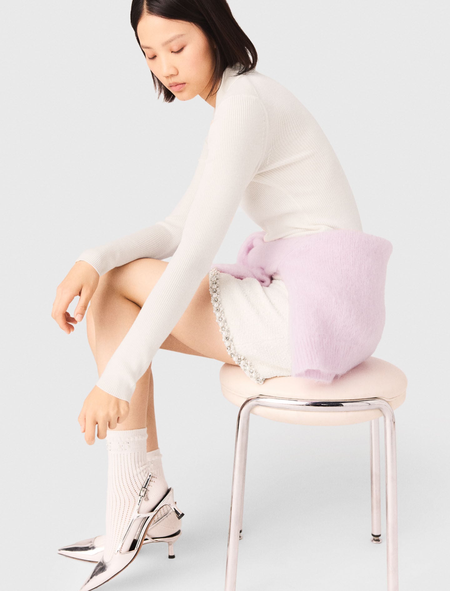 Maje Ribbed polo sweater