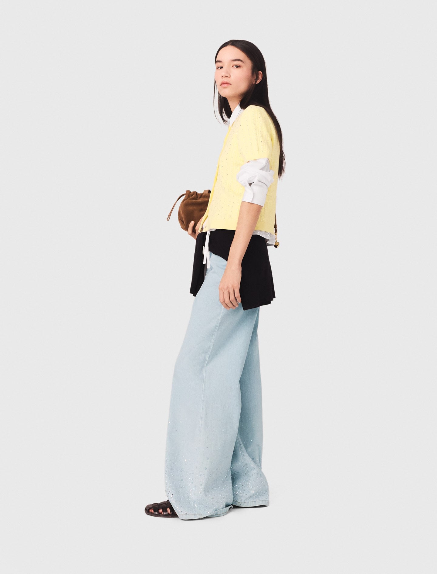 Maje Cardigan with rhinestone neck