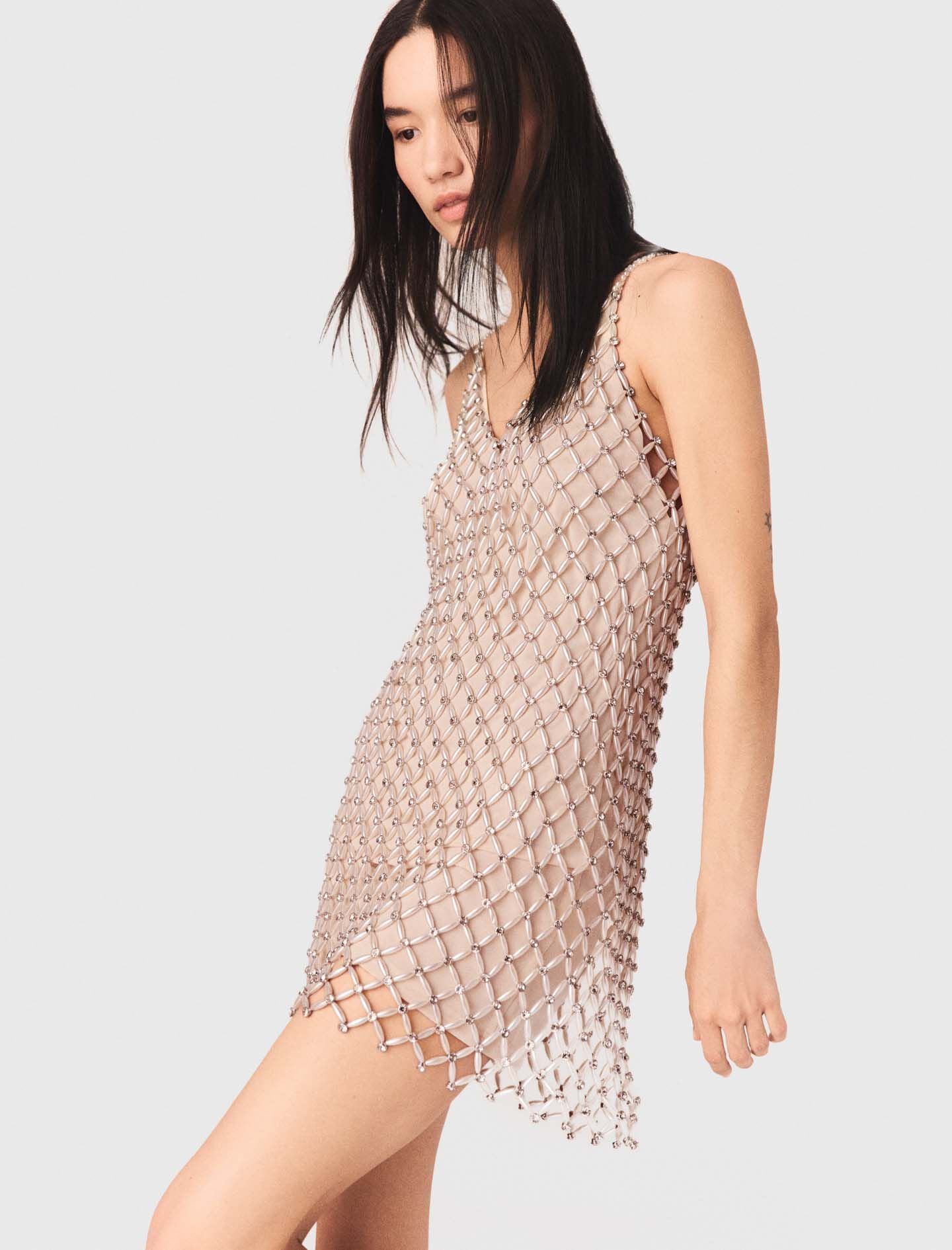 Maje Short Beaded Dress With Lining