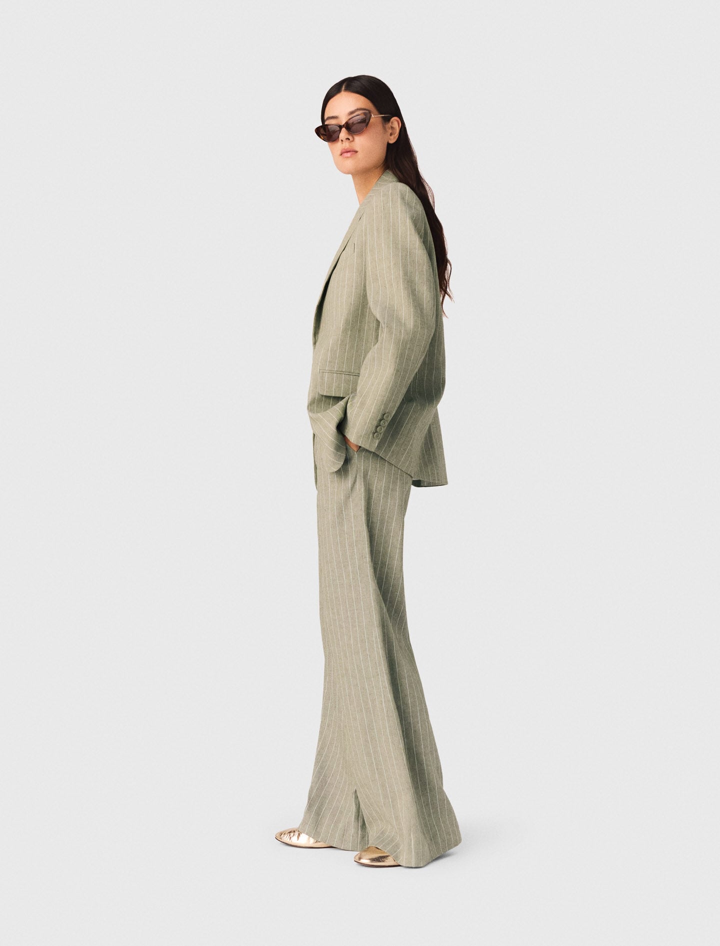 Maje Linen-blend suit trousers