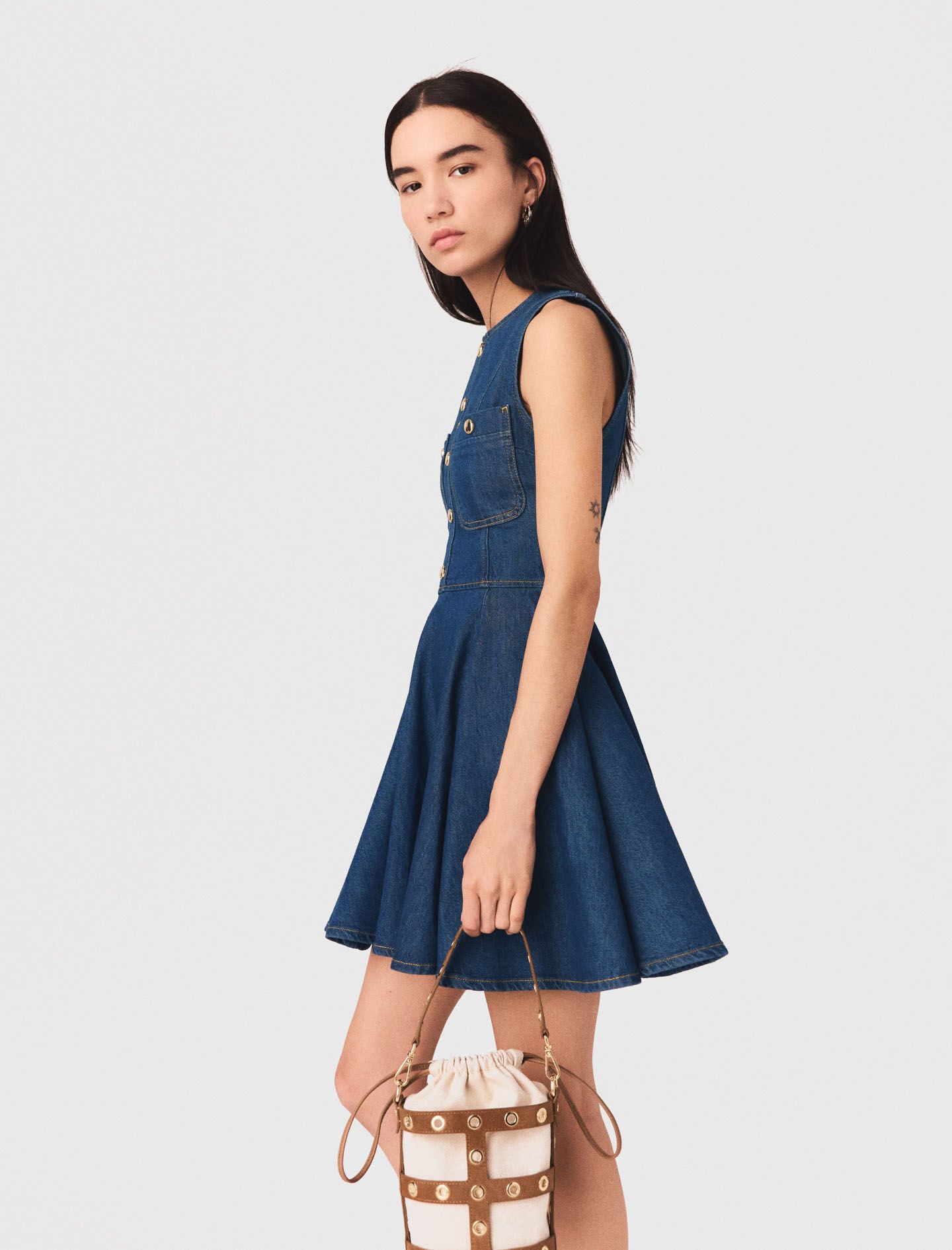 Maje Short flared denim dress