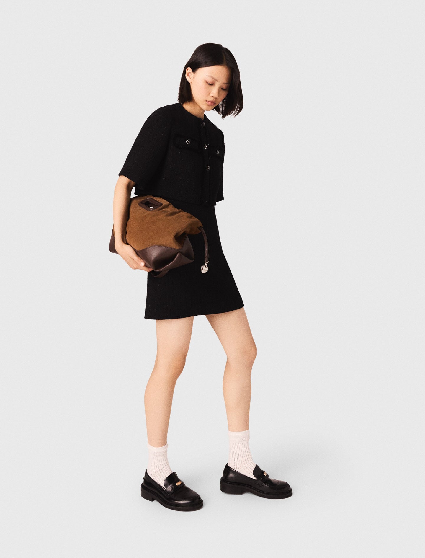 Maje 2-in-1 shiny tweed dress