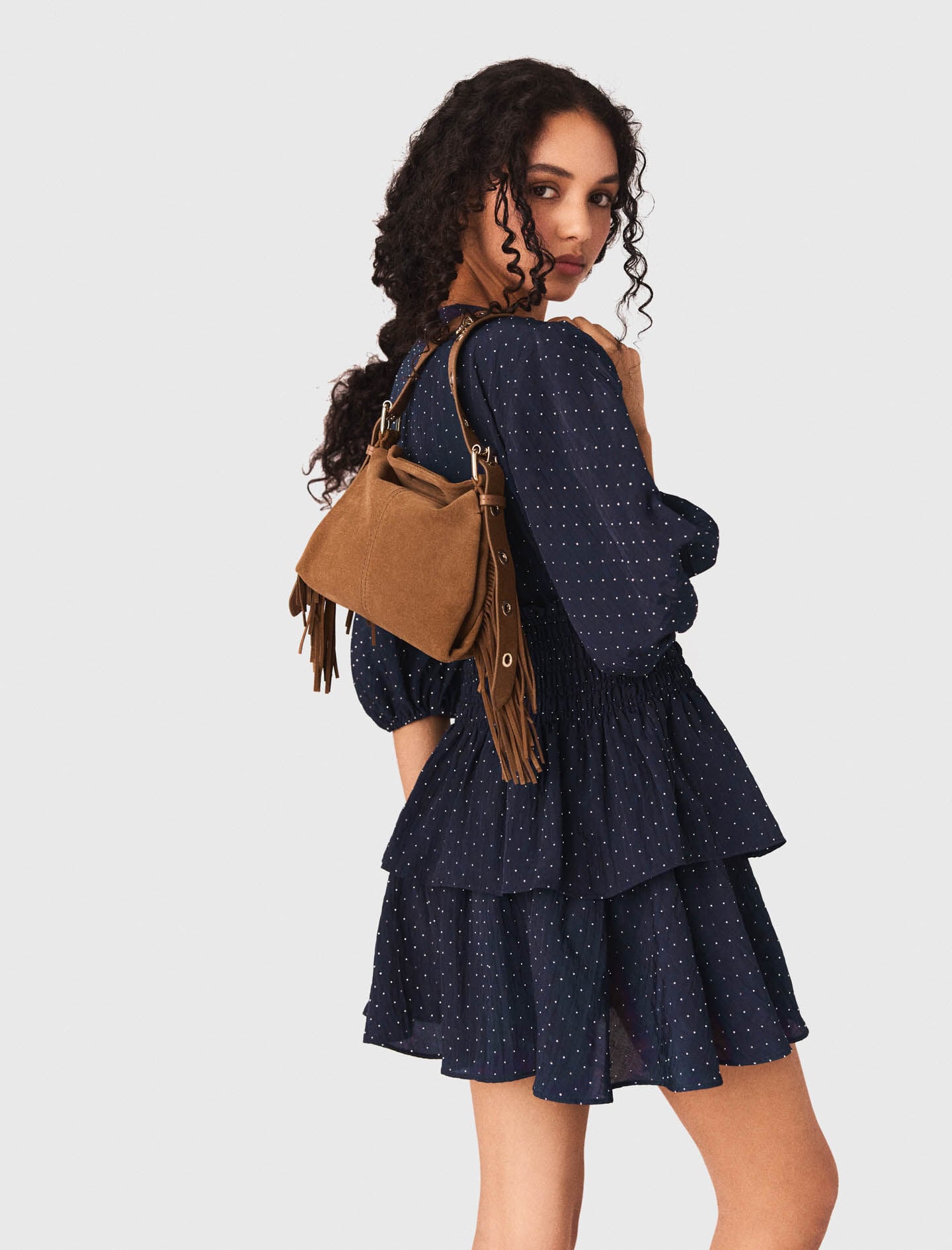 Maje Ruffle and rhinestone dress