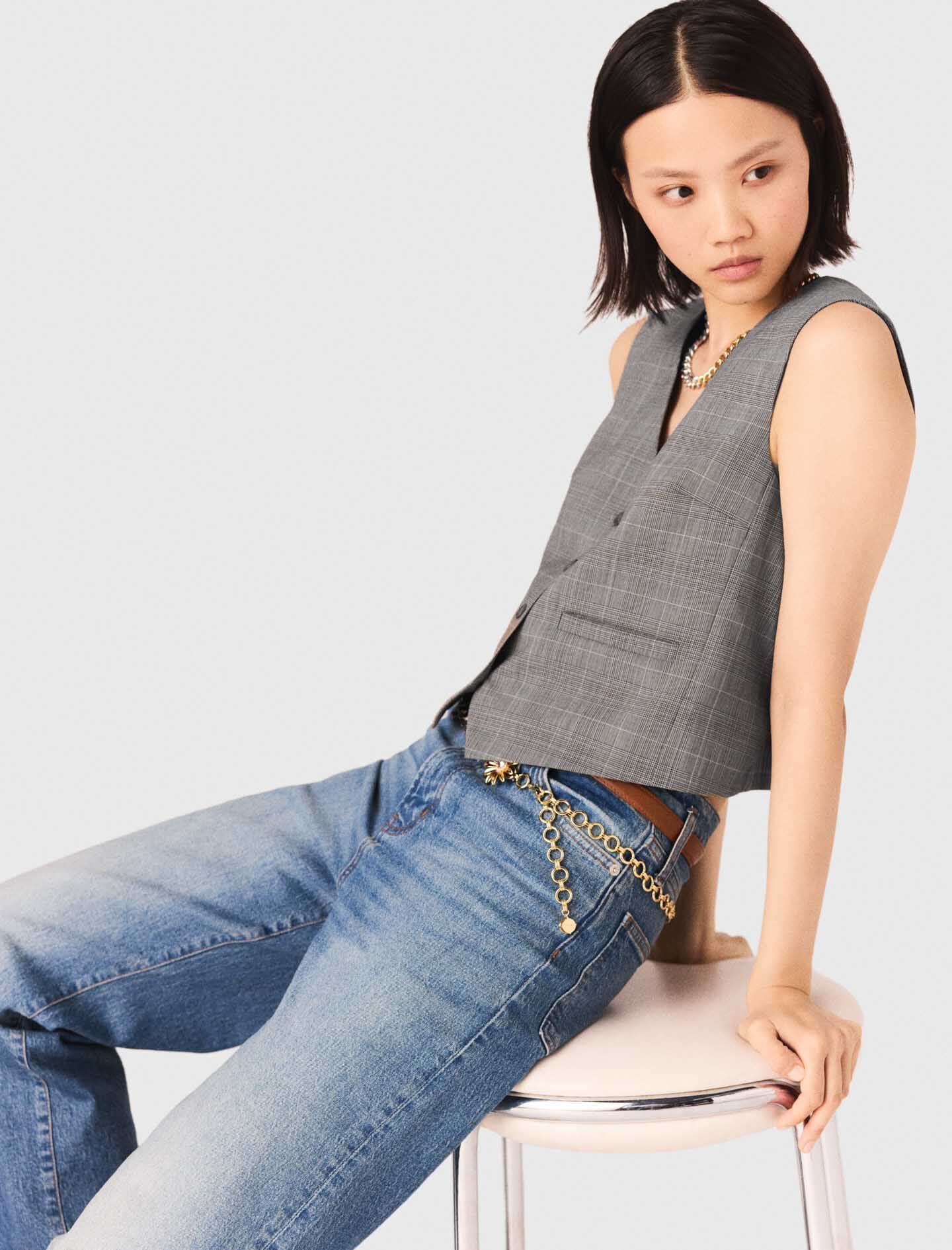 Maje Checked tailored vest
