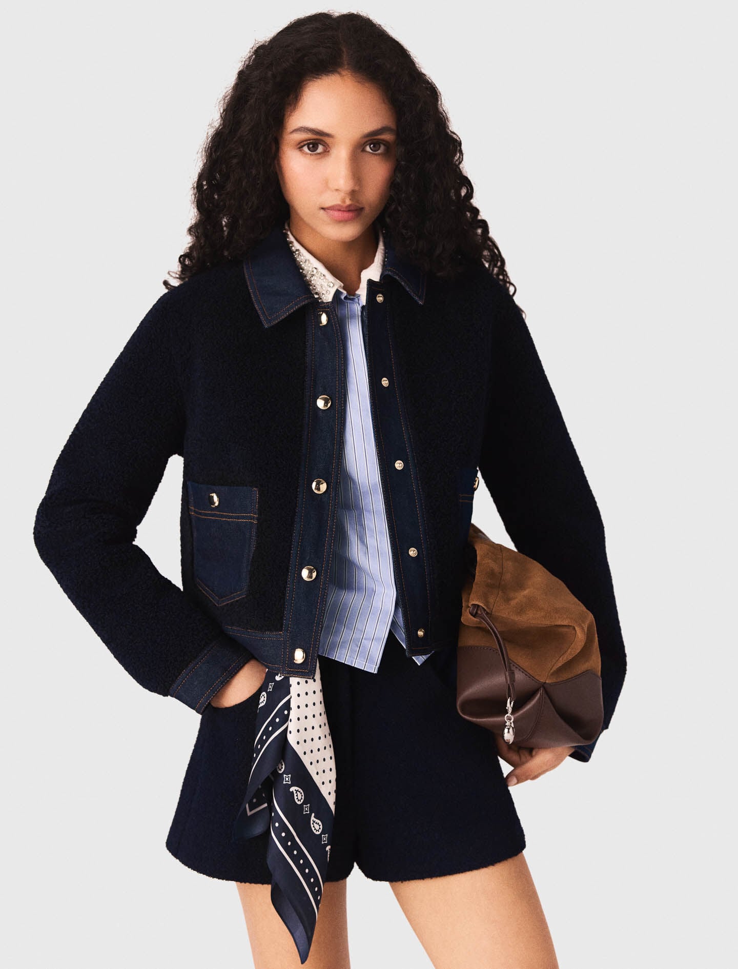 Maje Bouclé and denim jacket