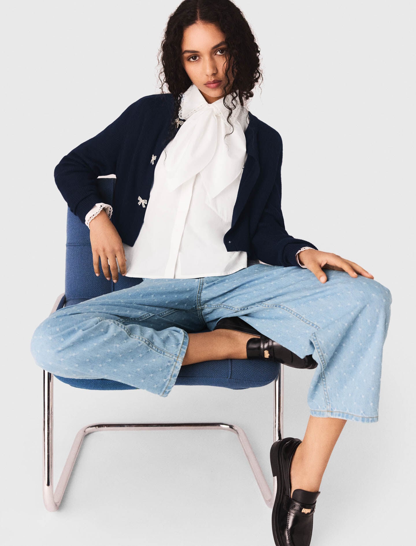 Maje Jewelled bow-button cardigan