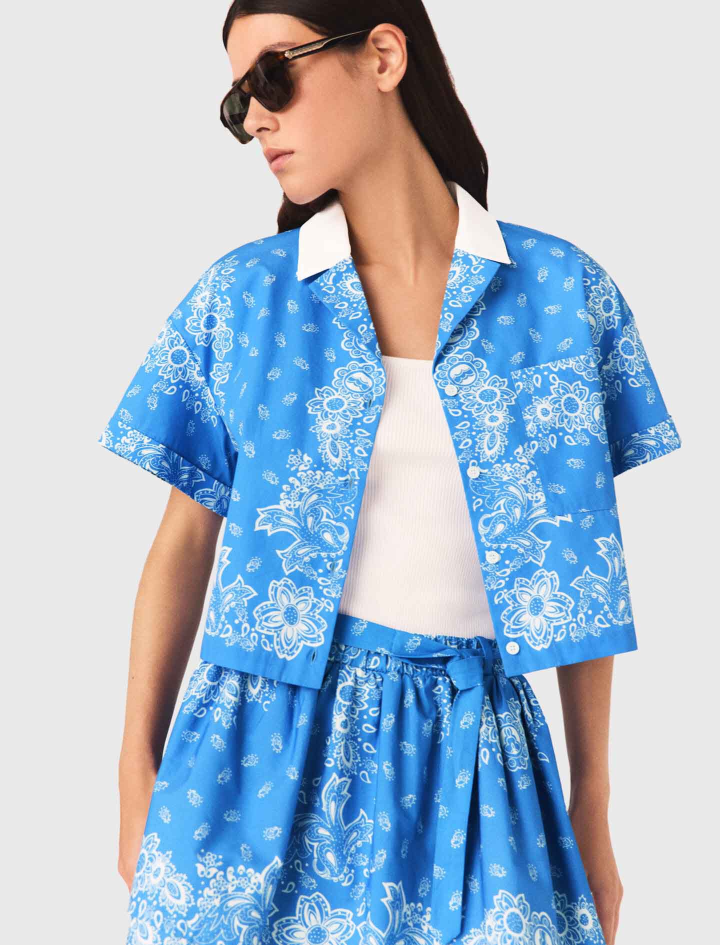 Maje Contrast collar printed shirt