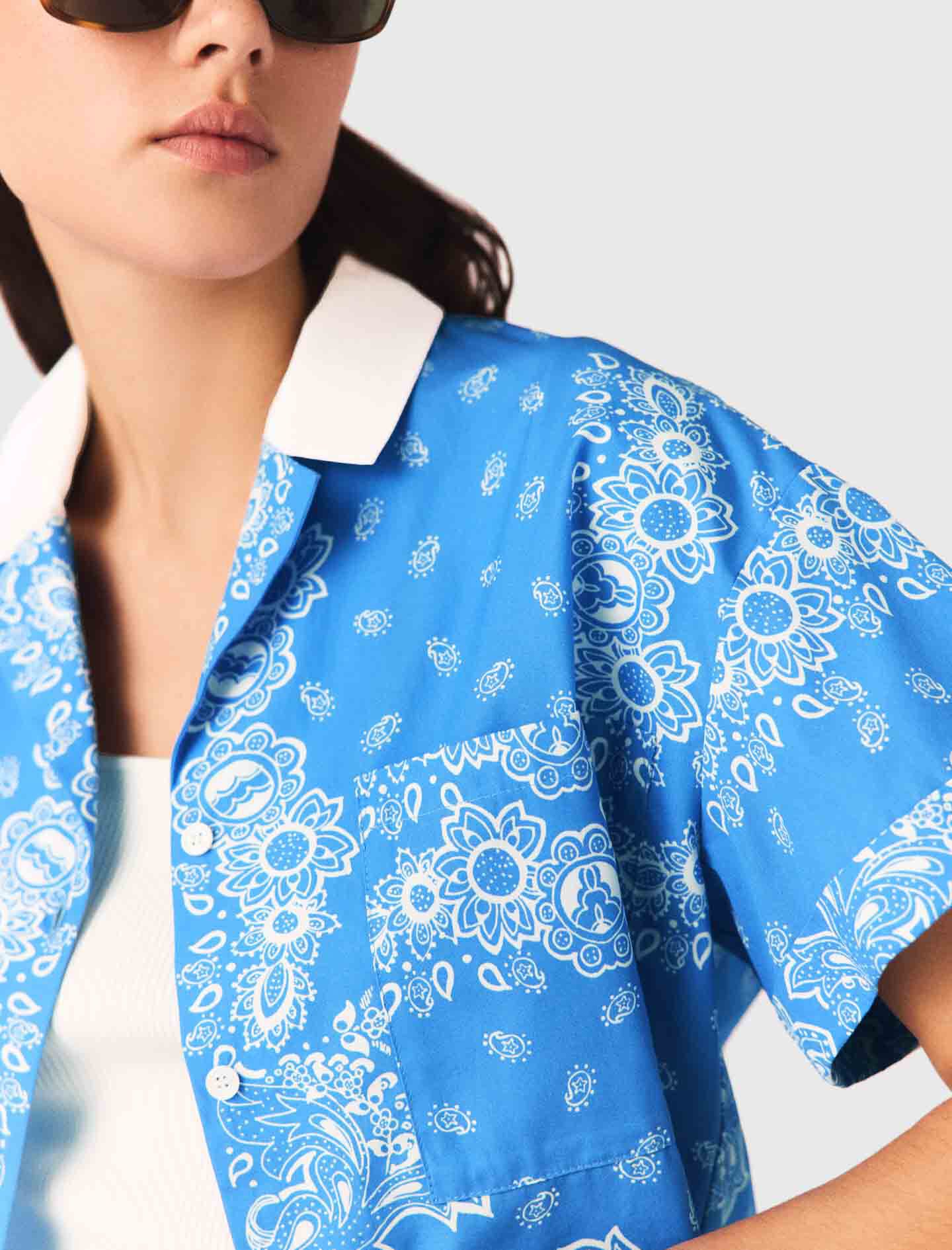 Maje Contrast collar printed shirt