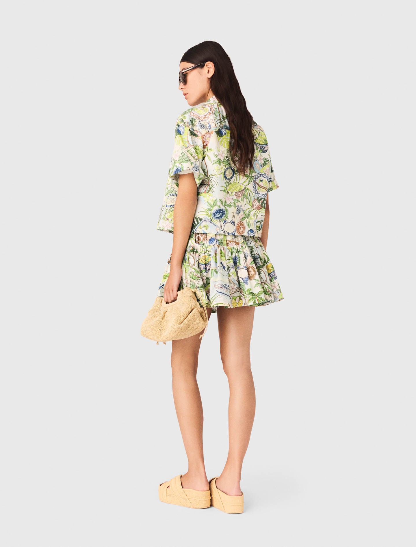 Maje Patterned cropped shirt