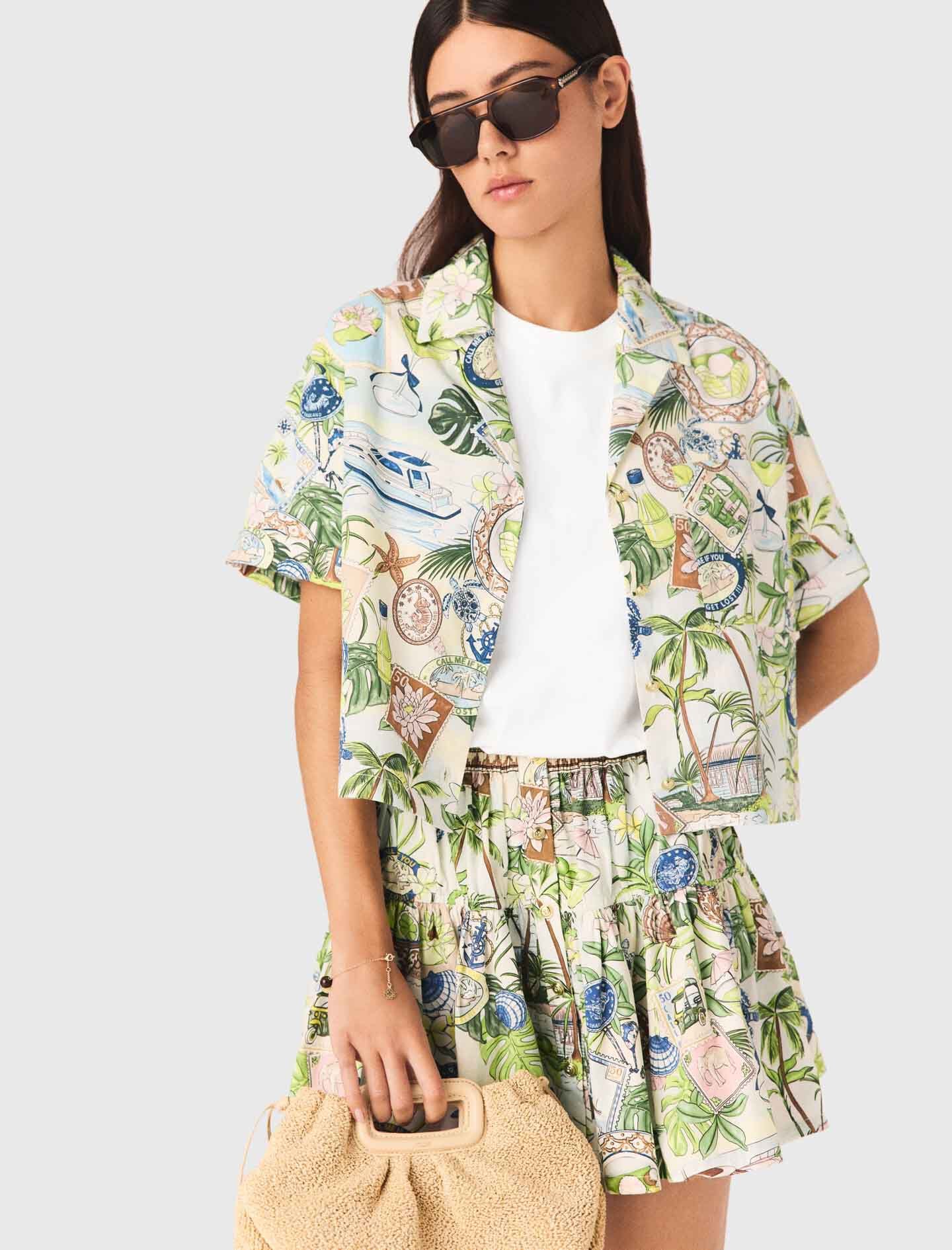 Maje Patterned cropped shirt