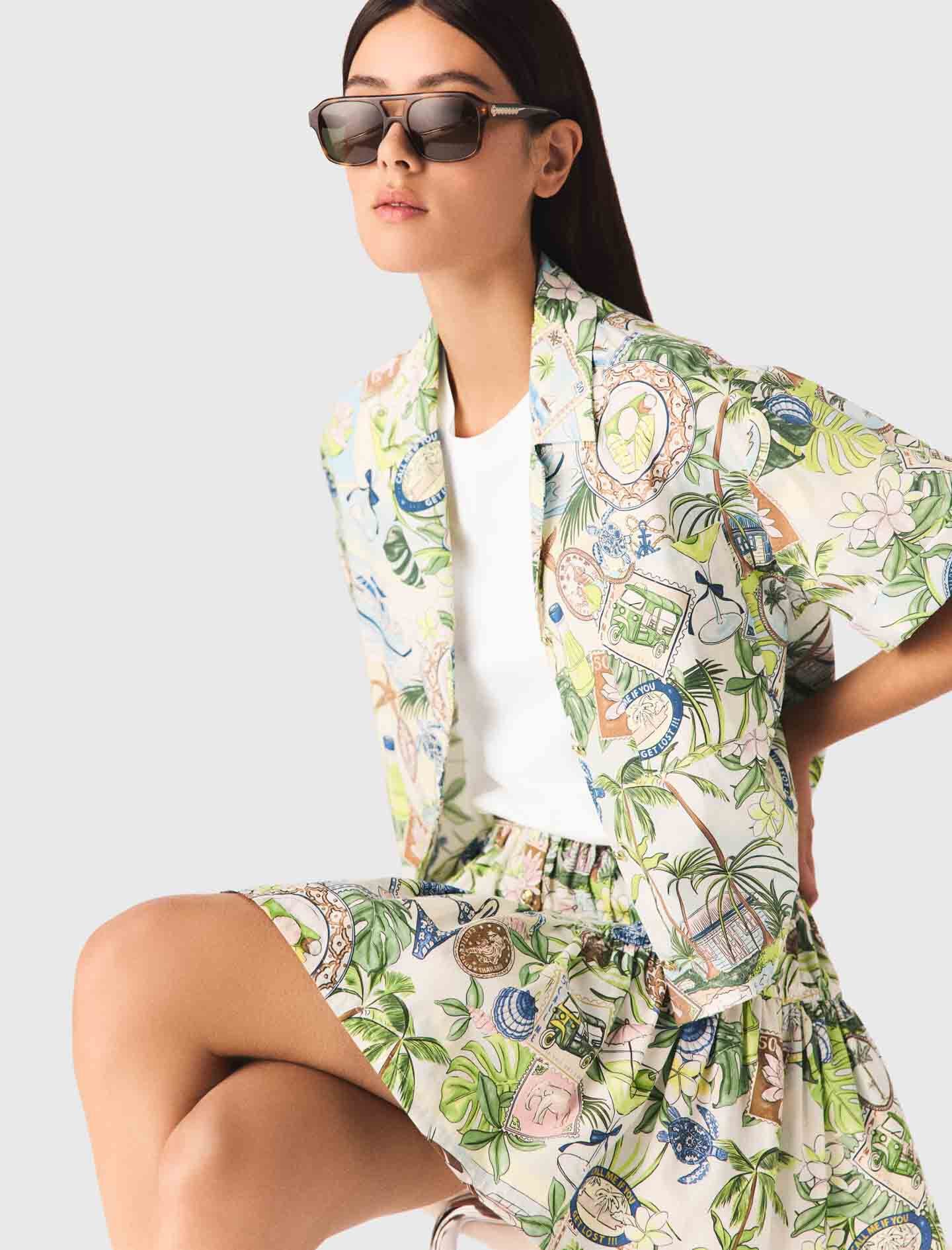 Maje Patterned cropped shirt