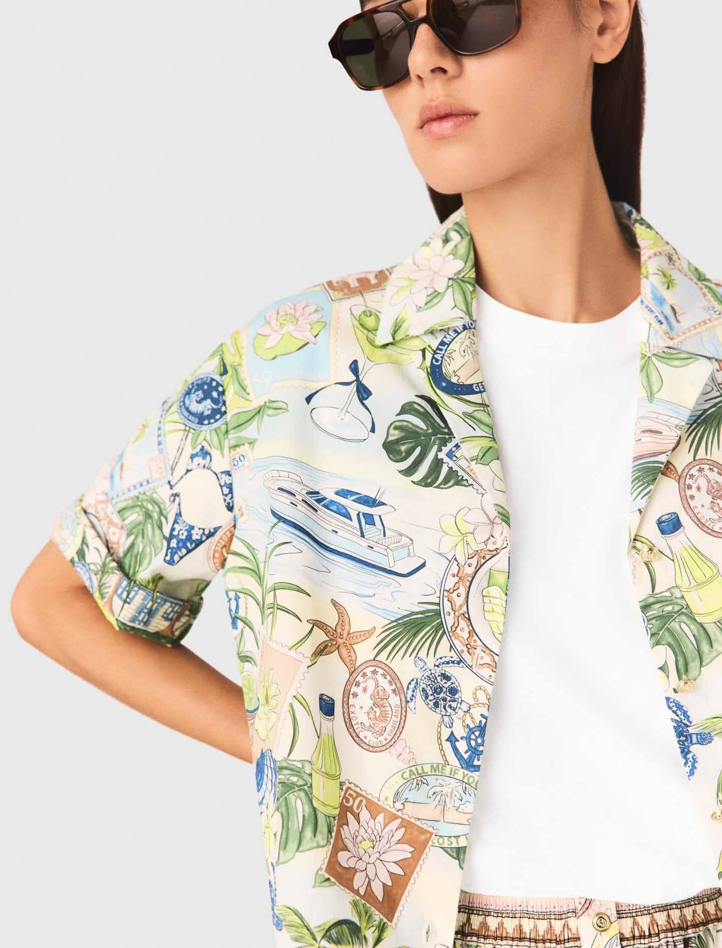 Maje Patterned cropped shirt