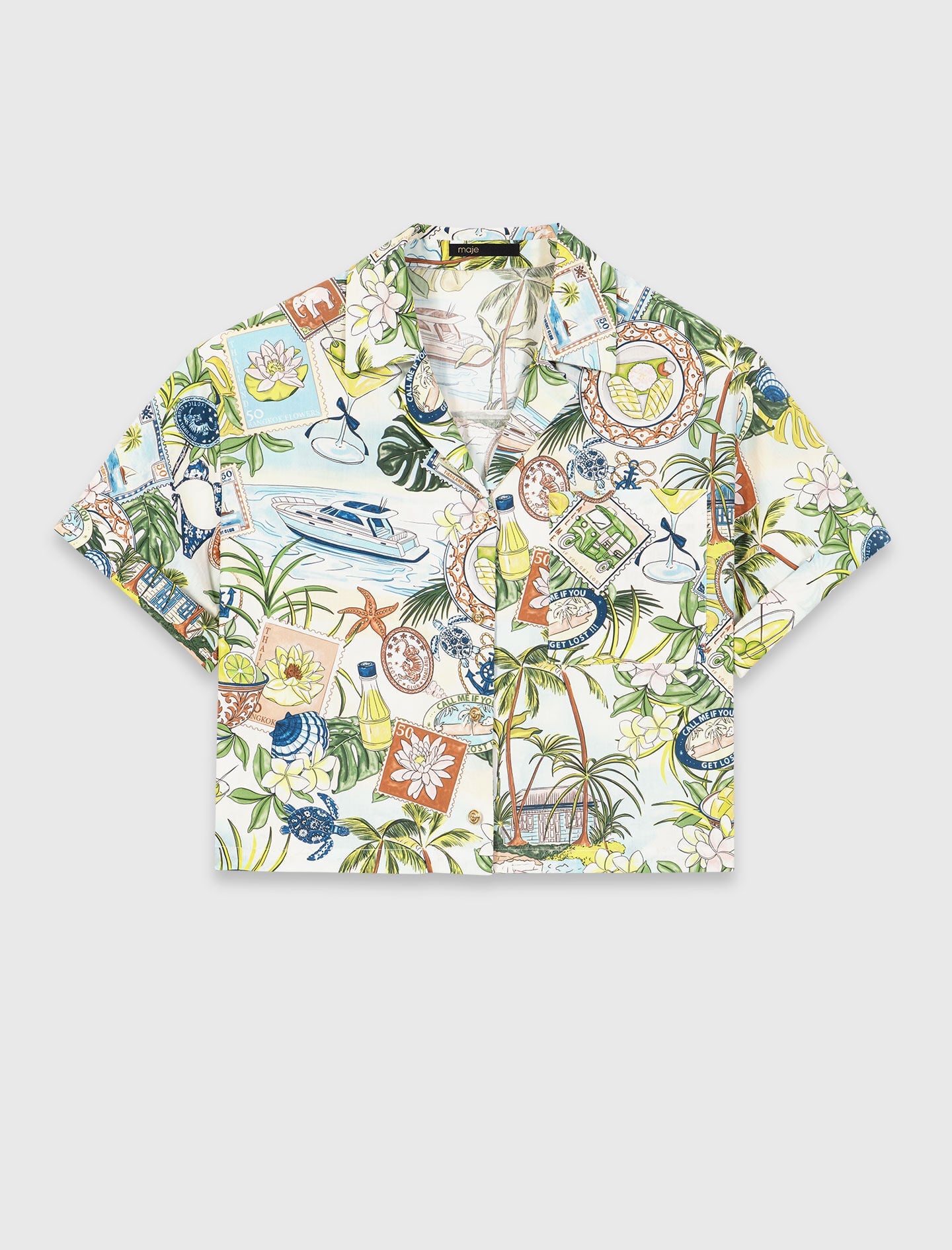 Maje Patterned cropped shirt
