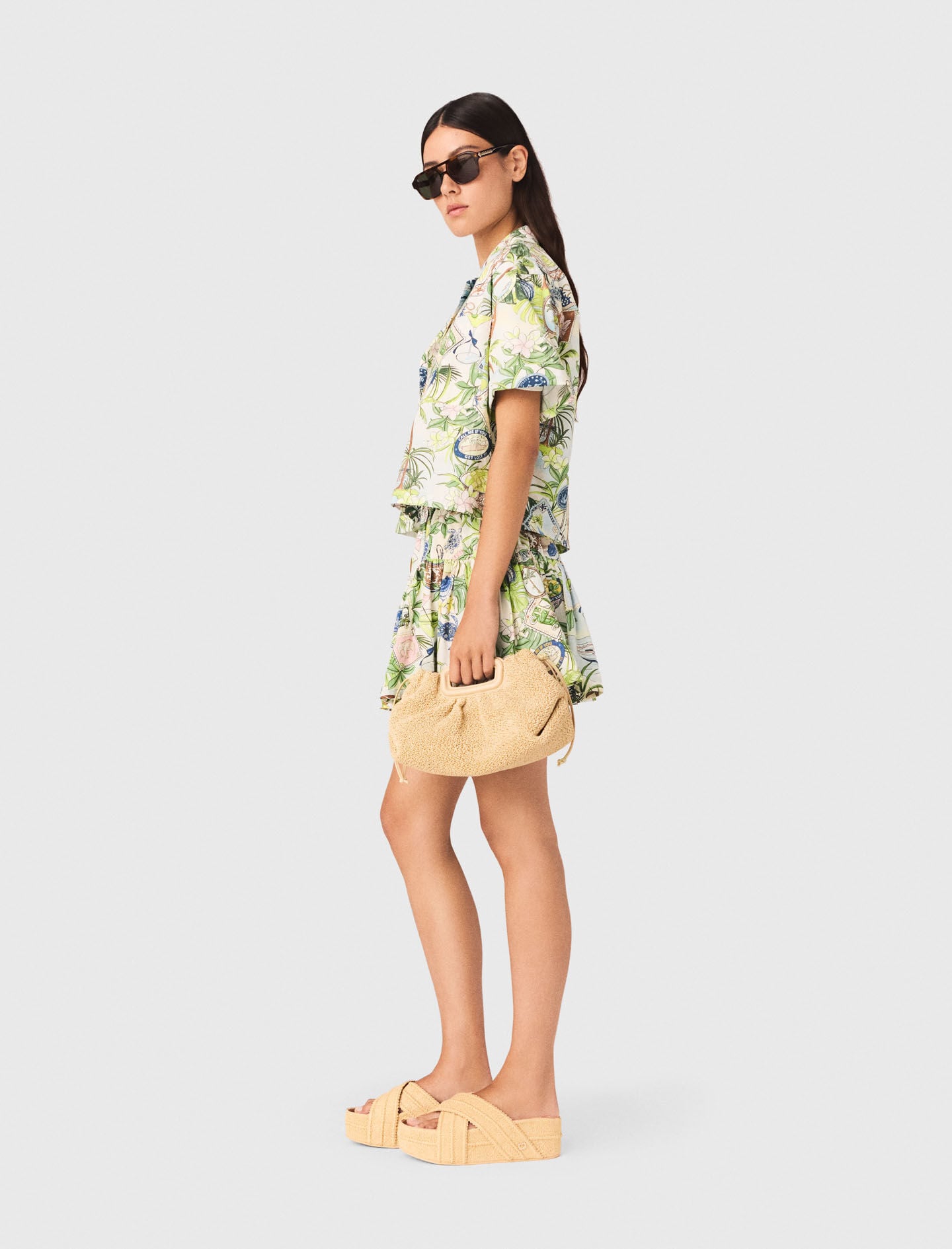 Maje Patterned cropped shirt