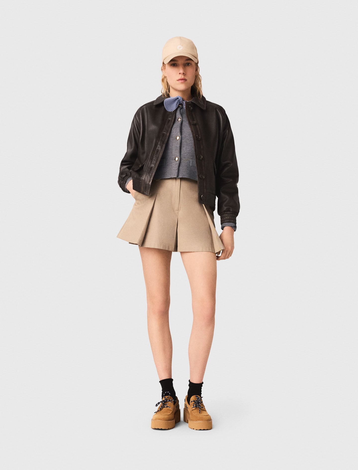 Maje Cropped leather jacket