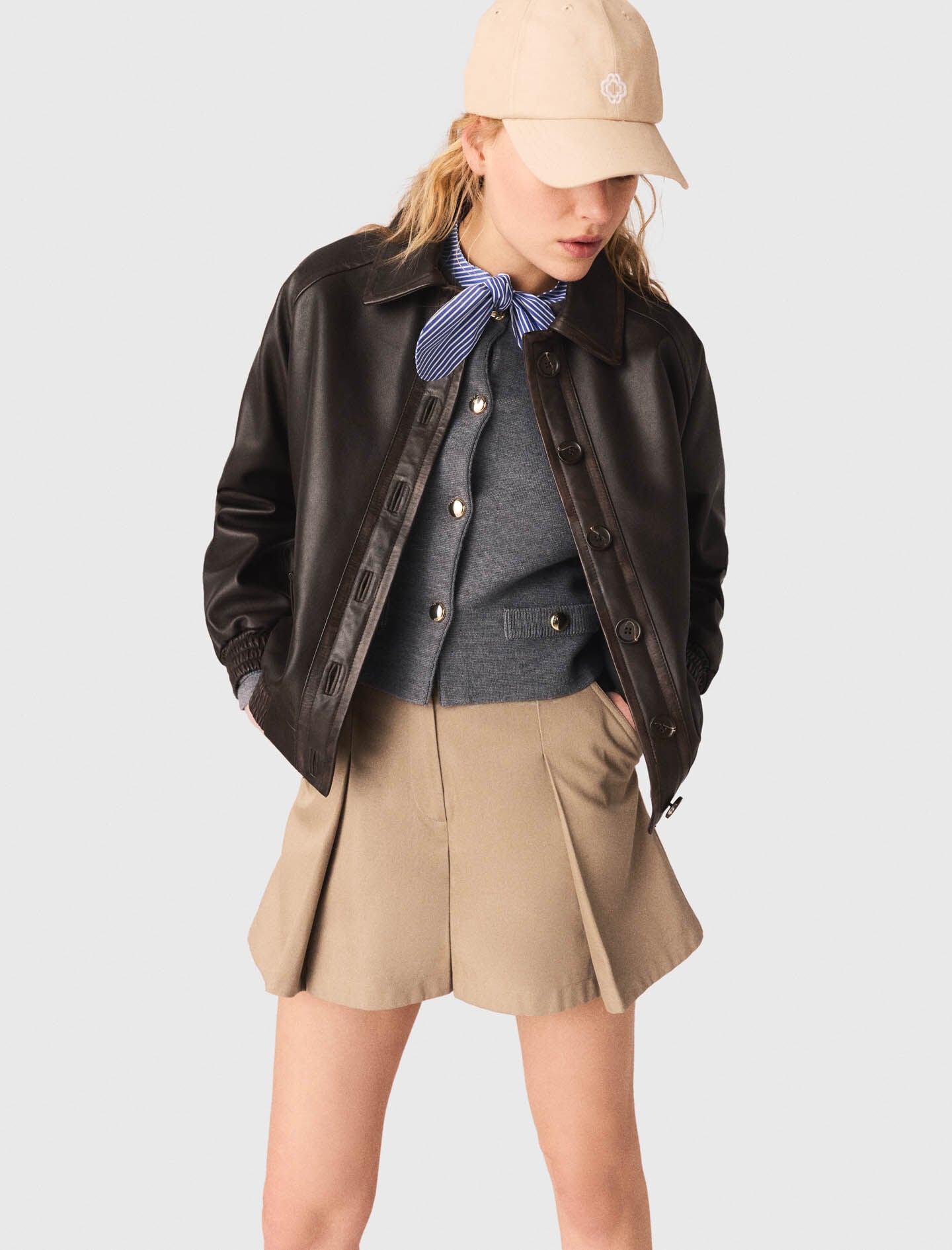 Maje Cropped leather jacket