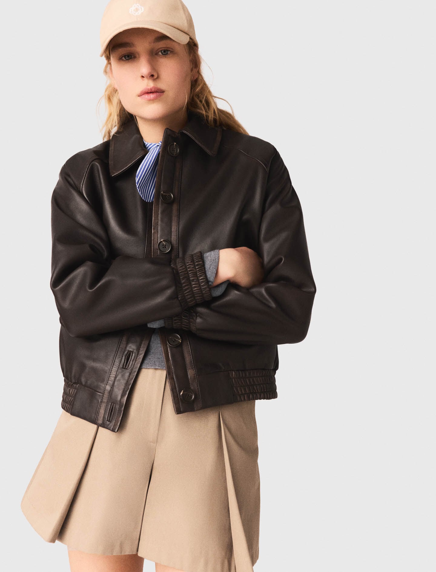 Maje Cropped leather jacket