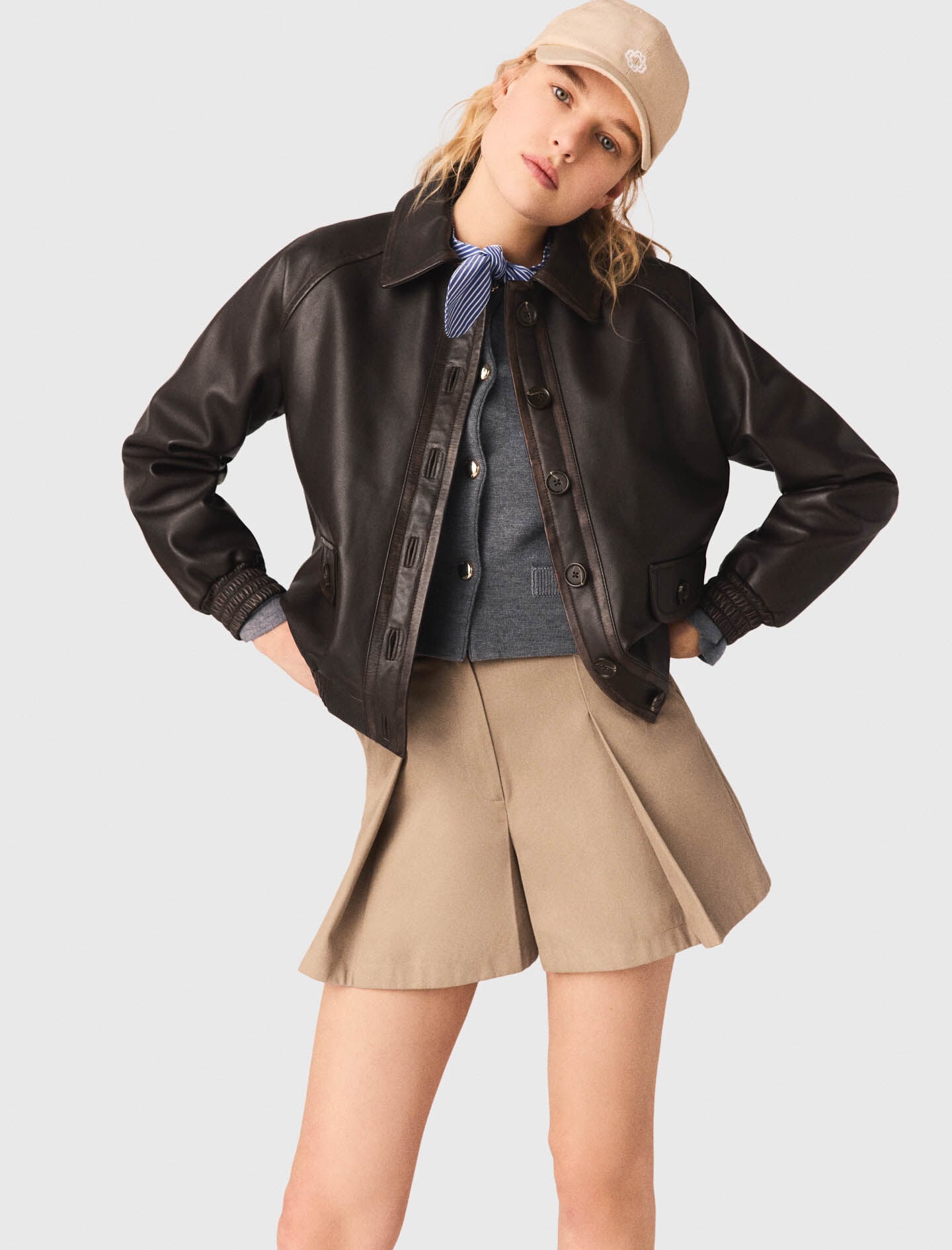 Maje Cropped leather jacket