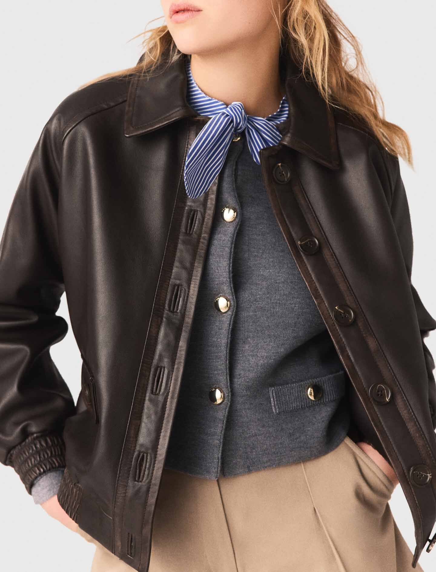 Maje Cropped leather jacket