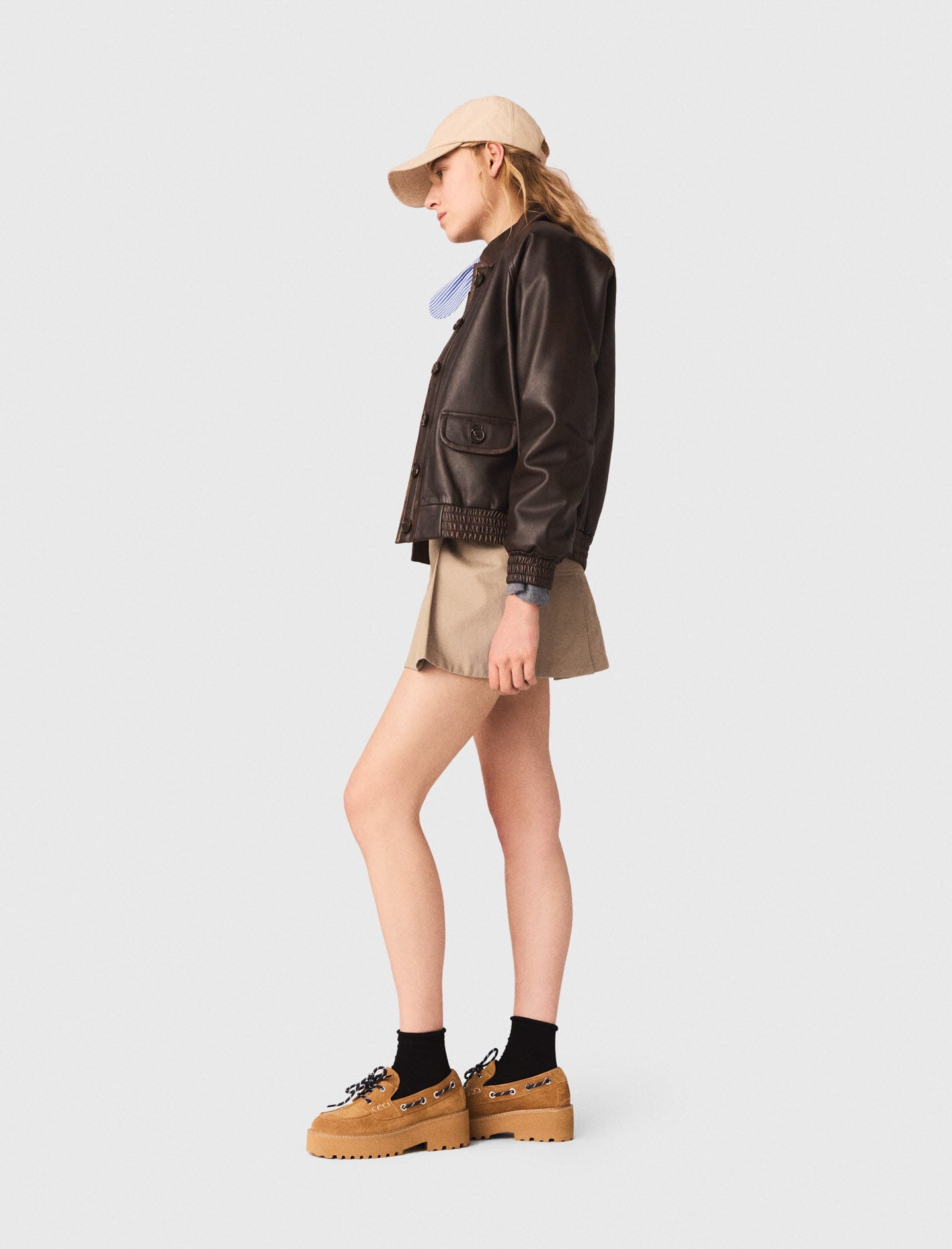 Maje Cropped leather jacket