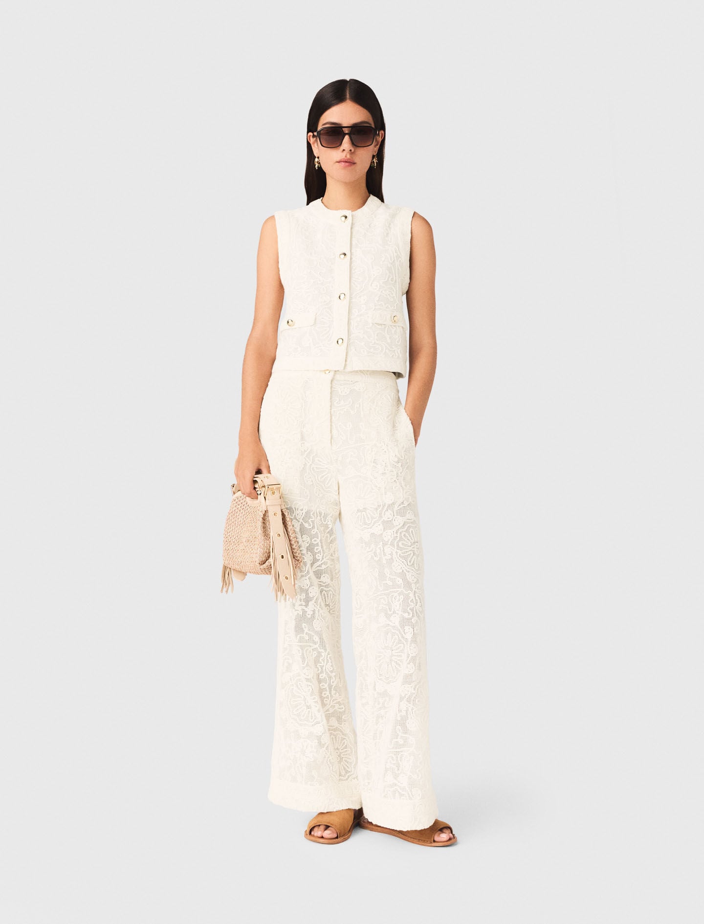 Maje Guipure lace trousers