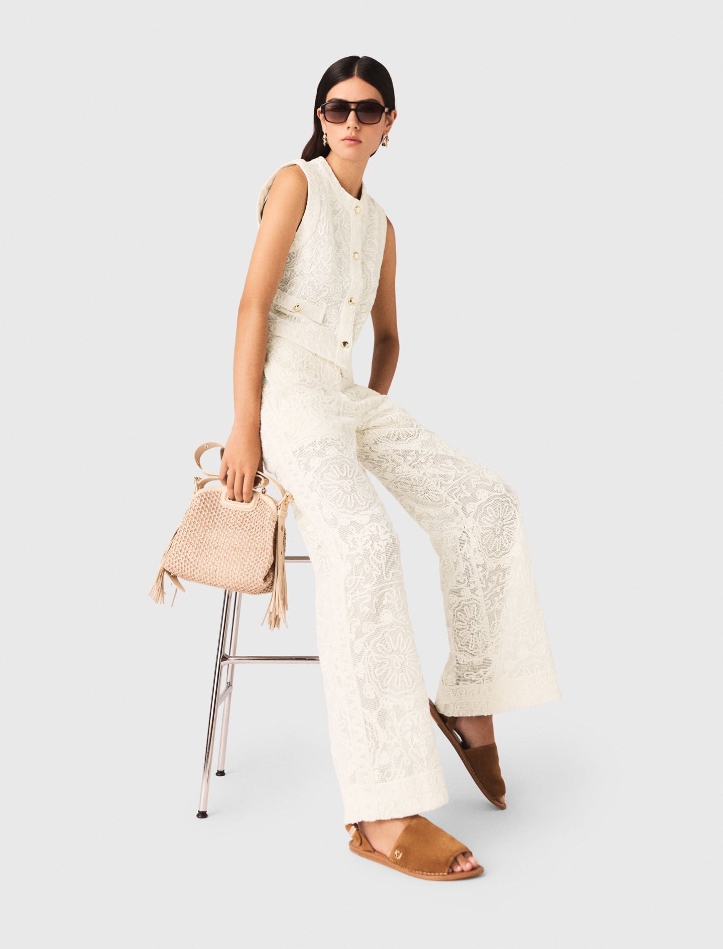 Maje Guipure lace trousers