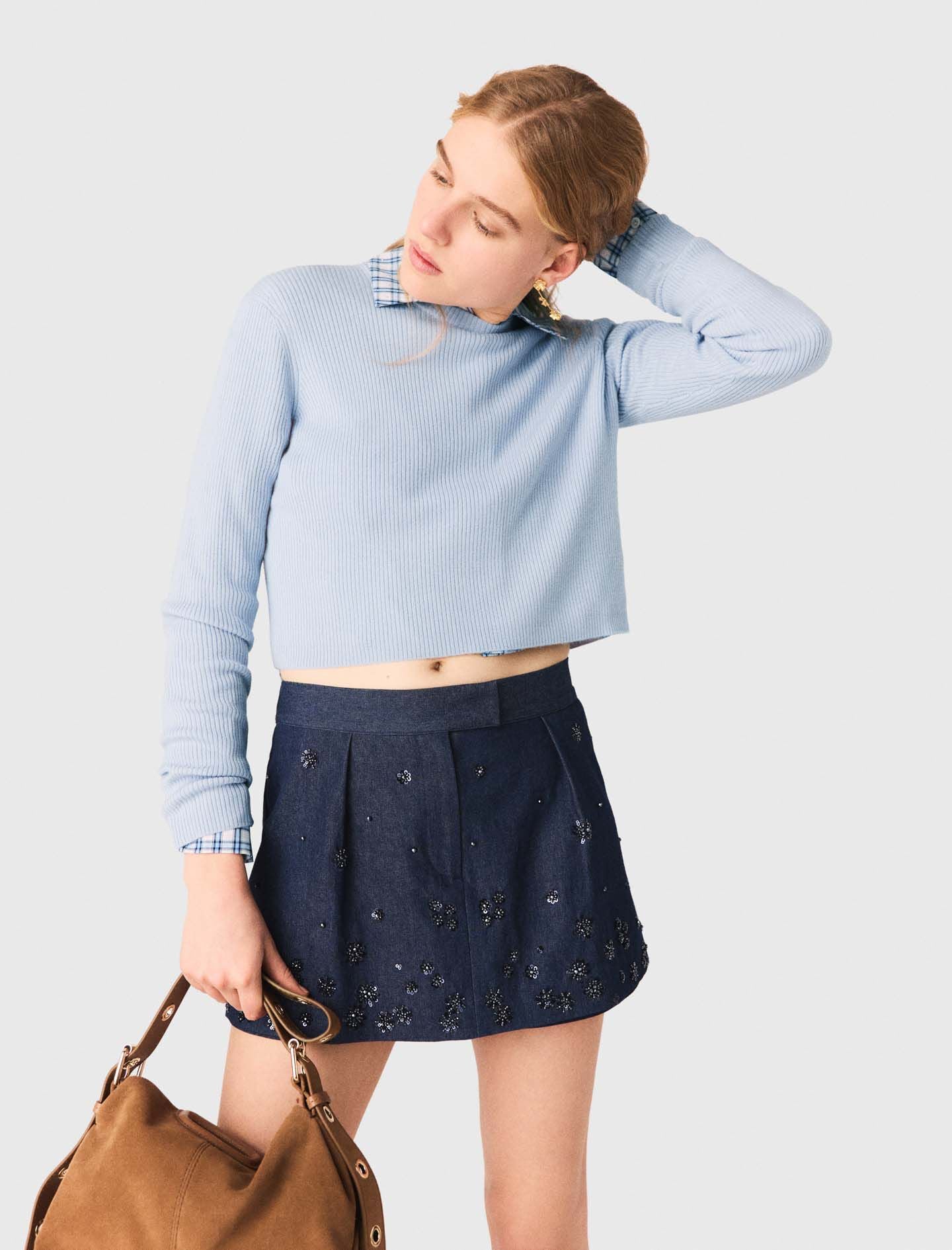 Maje Sweater with jeweled bows on back