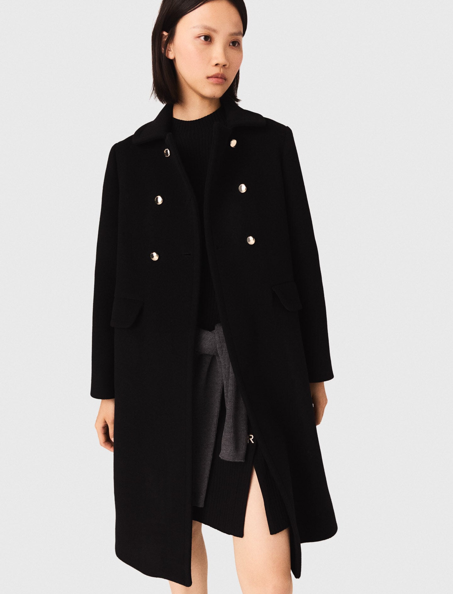 Maje Long wool blend coat