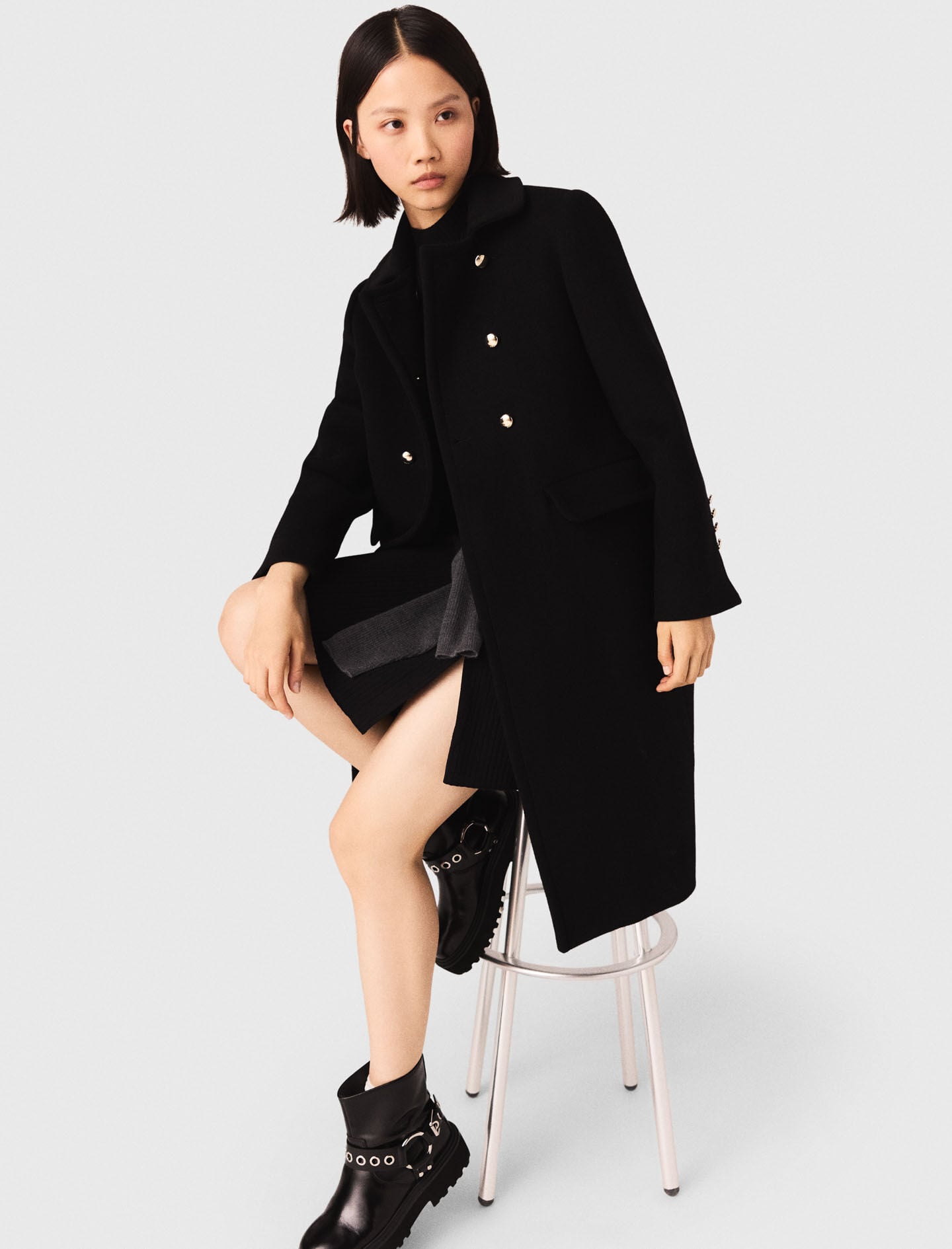 Maje Long wool blend coat