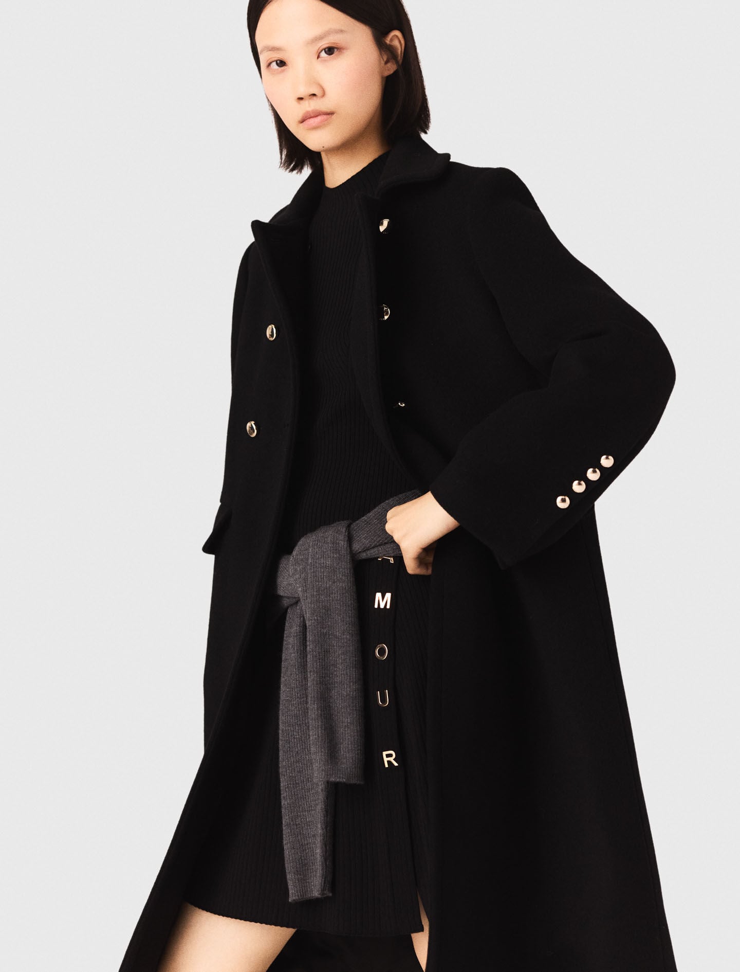 Maje Long wool blend coat