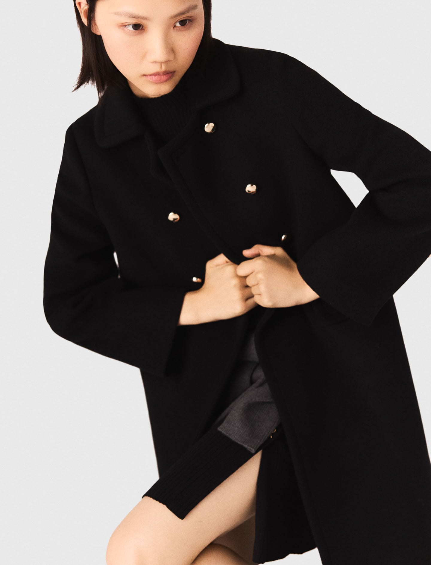 Maje Long wool blend coat