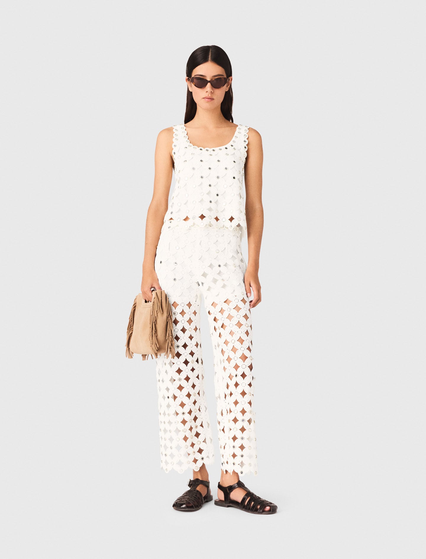 Maje Crochet trousers with mirrors