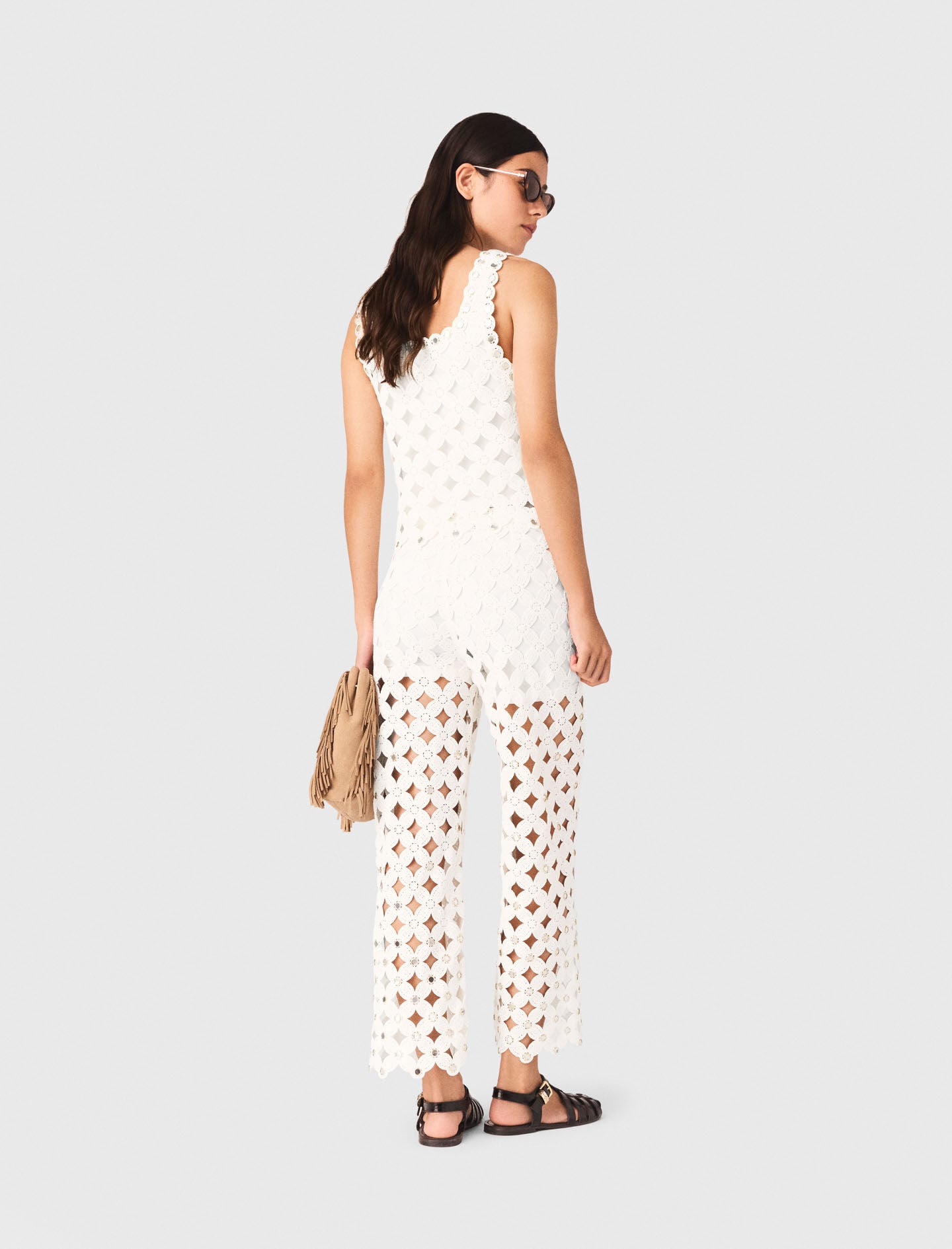 Maje Crochet trousers with mirrors