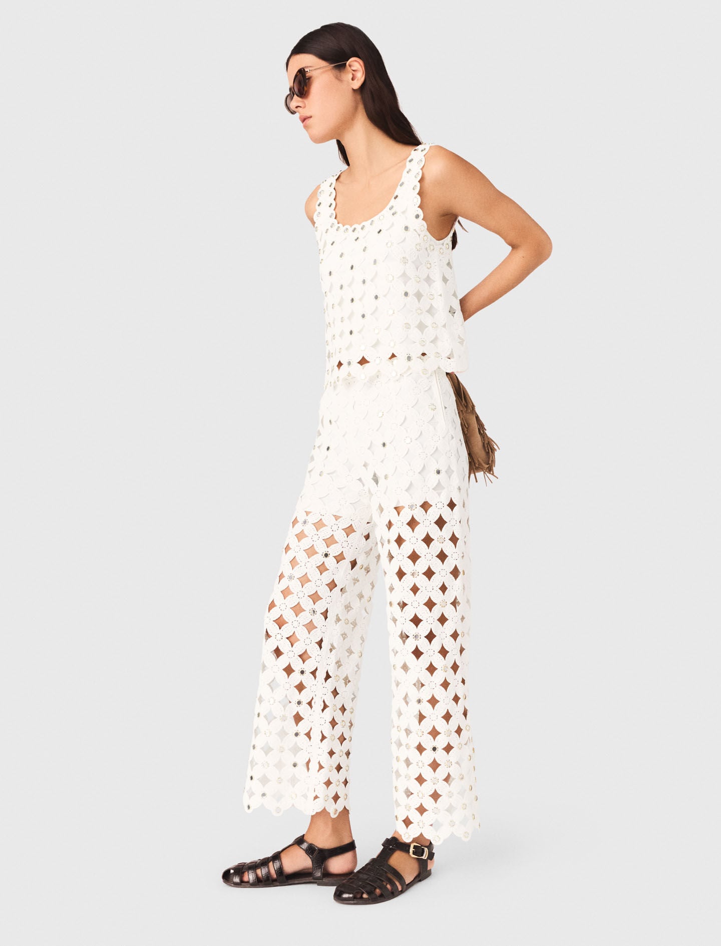Maje Crochet trousers with mirrors