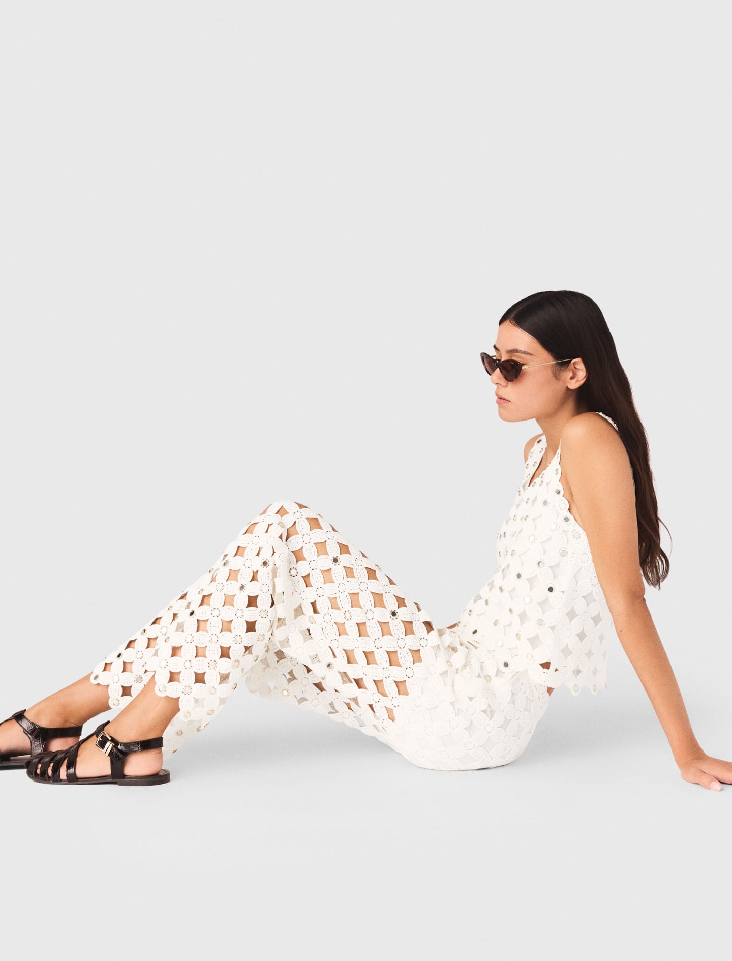 Maje Crochet trousers with mirrors